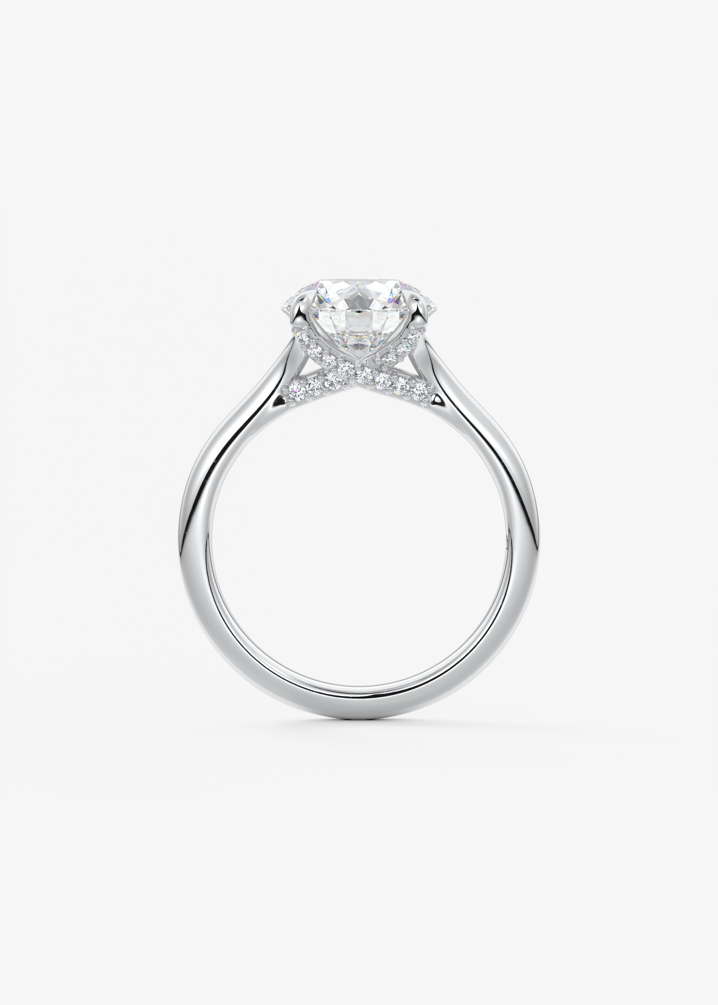 Round Hidden Halo Lab Grown Diamond Engagement Ring