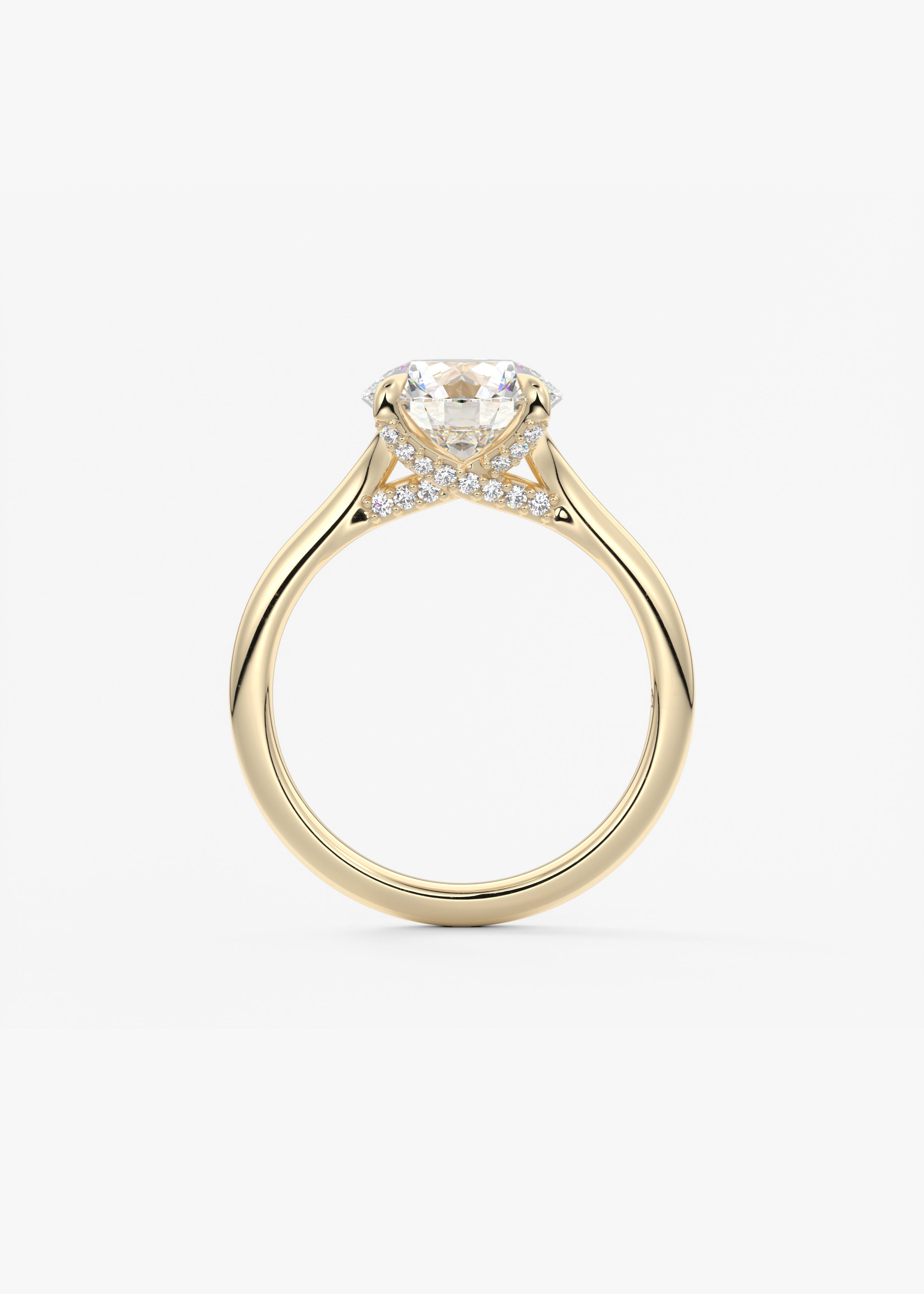 Round Hidden Halo Lab Grown Diamond Engagement Ring