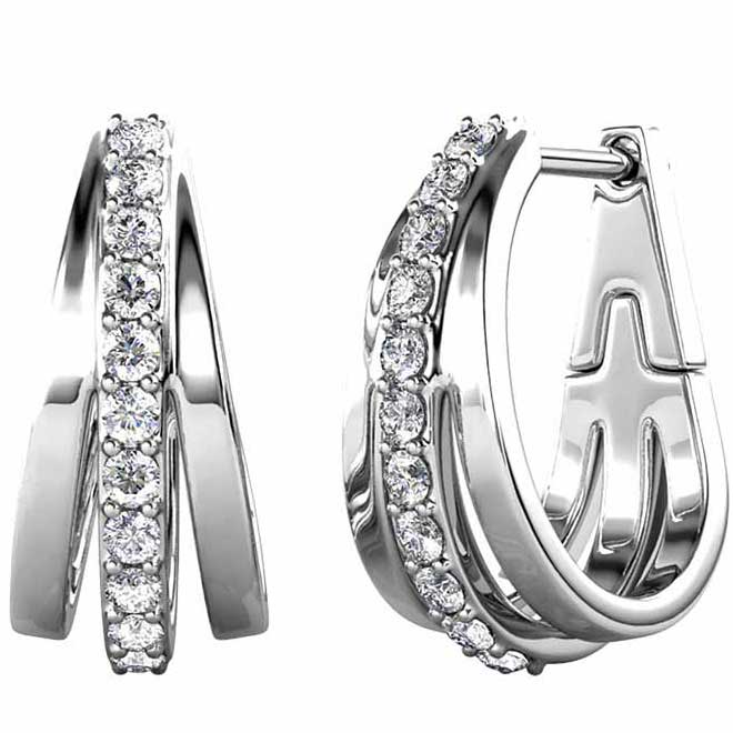 Round Cut Cubic Zirconia in 925 Sterling Silver Earrings 1