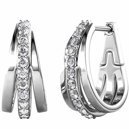 Round Cut Cubic Zirconia in 925 Sterling Silver Earrings 1