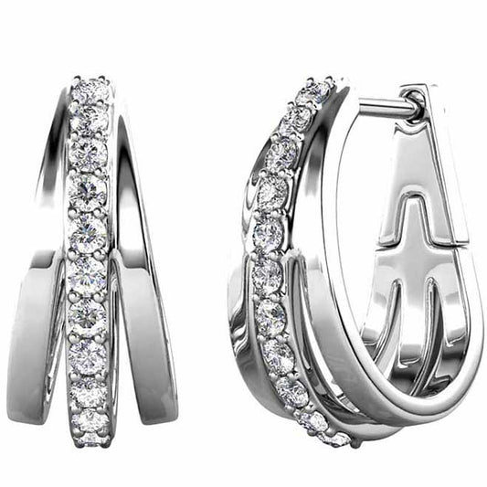 Round Cut Cubic Zirconia in 925 Sterling Silver Earrings 1
