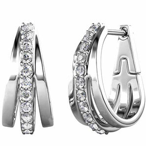 Round Cut Cubic Zirconia in 925 Sterling Silver Earrings