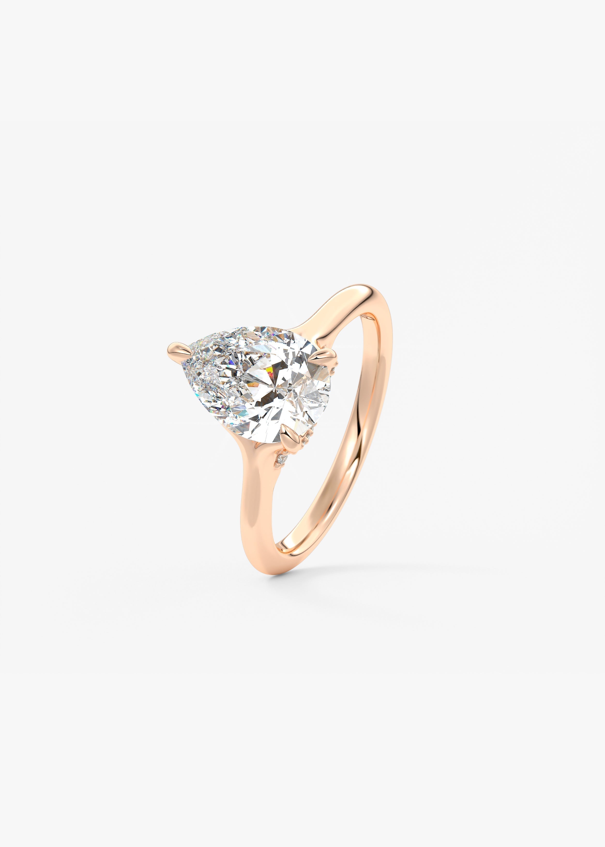 Pear Hidden Halo Lab Grown Diamond Engagement Ring