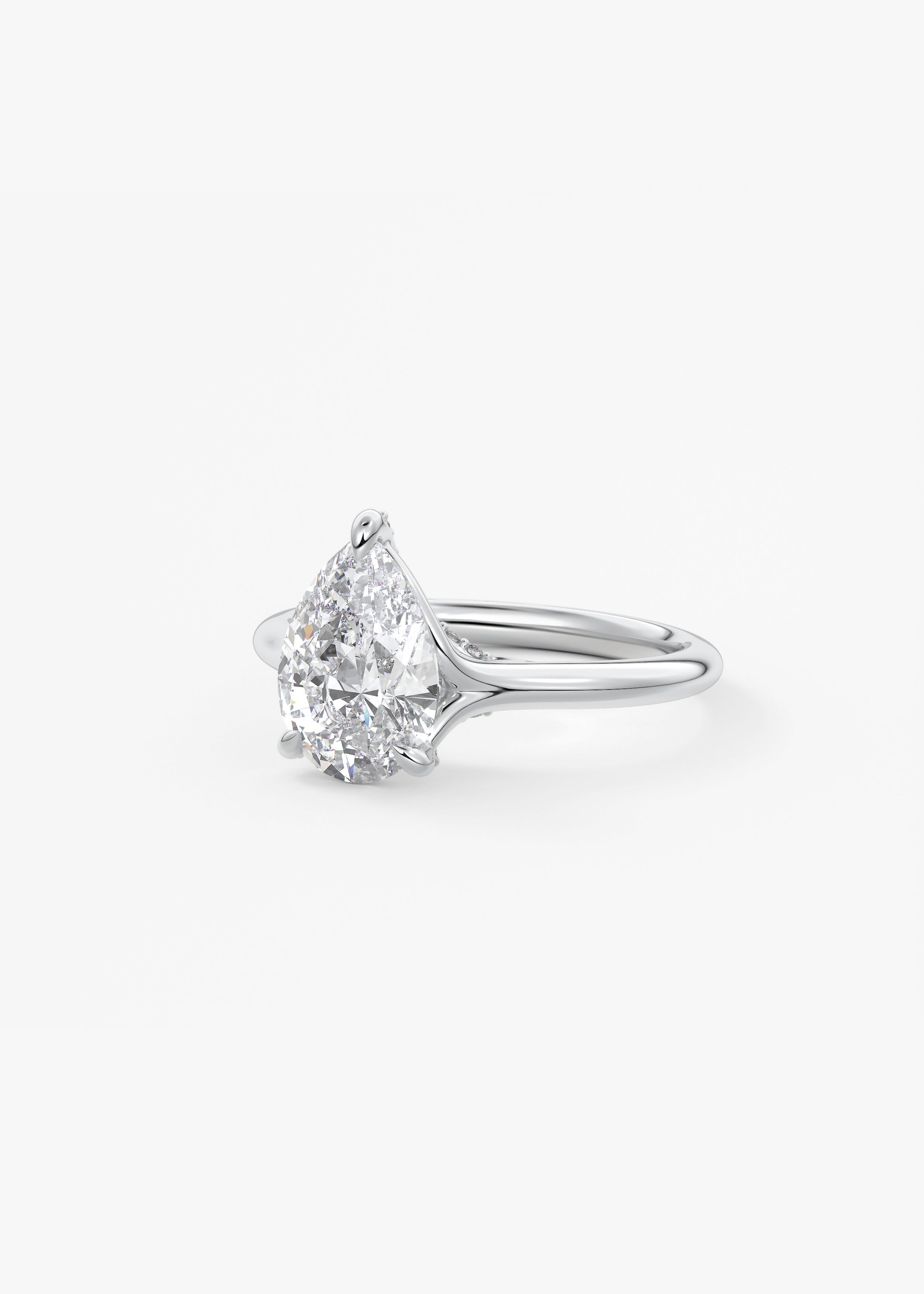 Pear Hidden Halo Lab Grown Diamond Engagement Ring