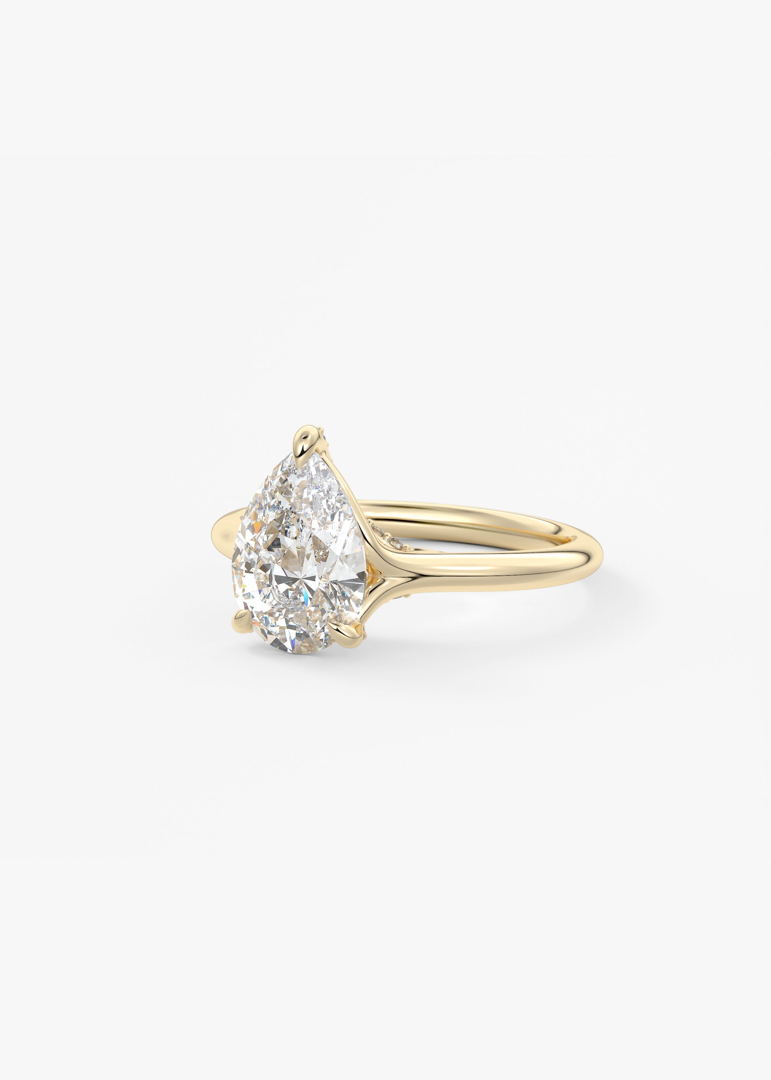 Pear Hidden Halo Lab Grown Diamond Engagement Ring