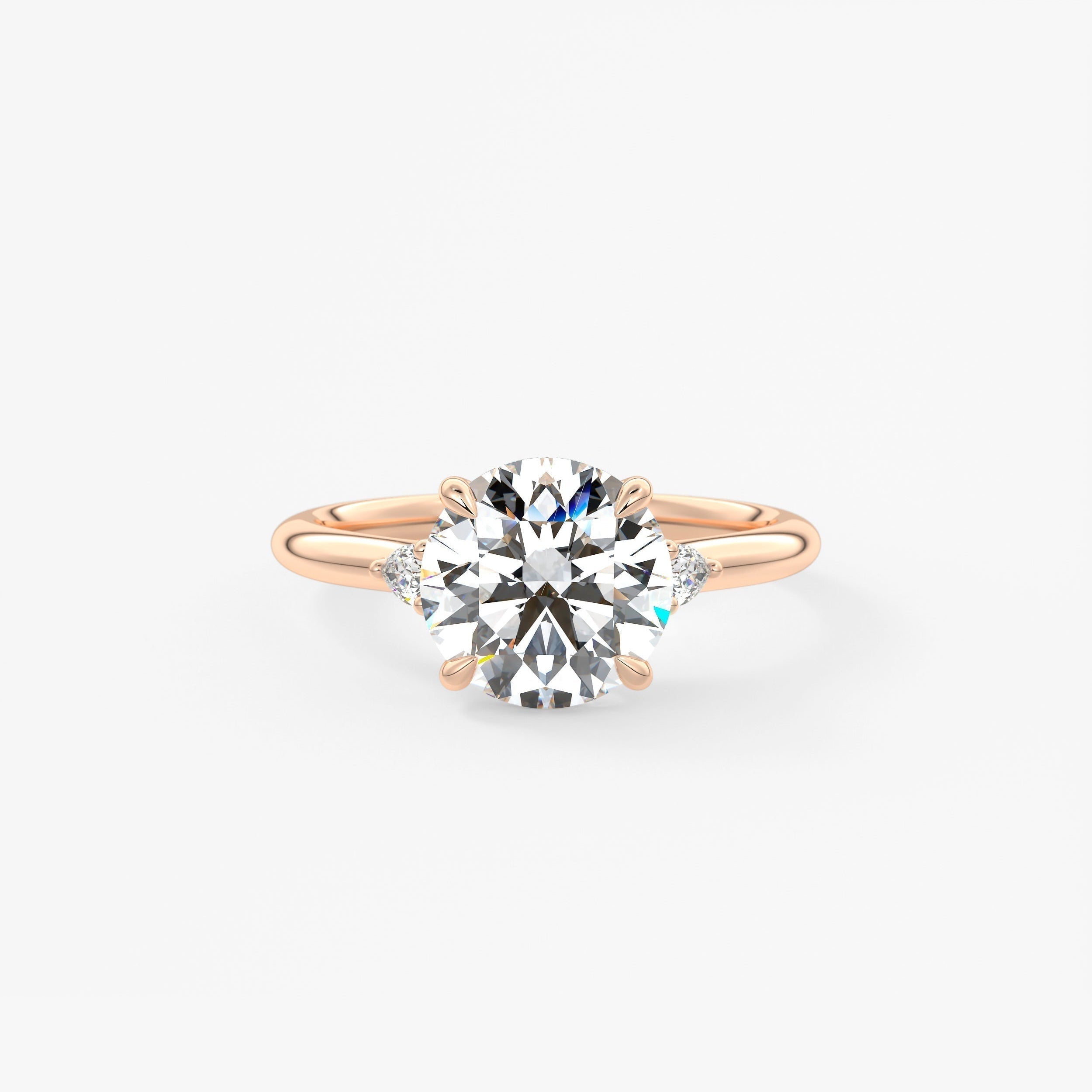 Round Three Stone Lab Grown Diamond Engagement Ring