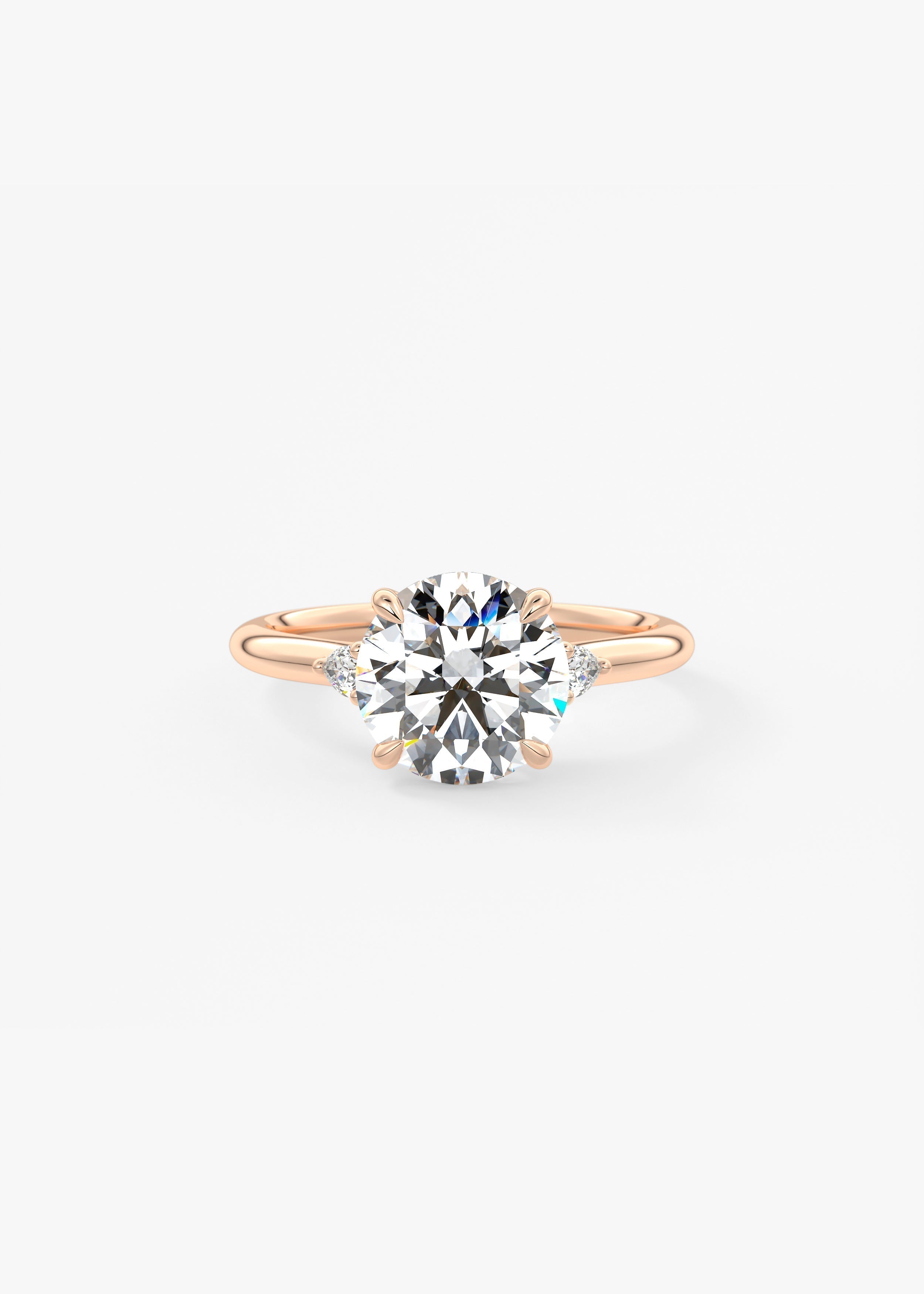 Round Three Stone Lab Grown Diamond Engagement Ring