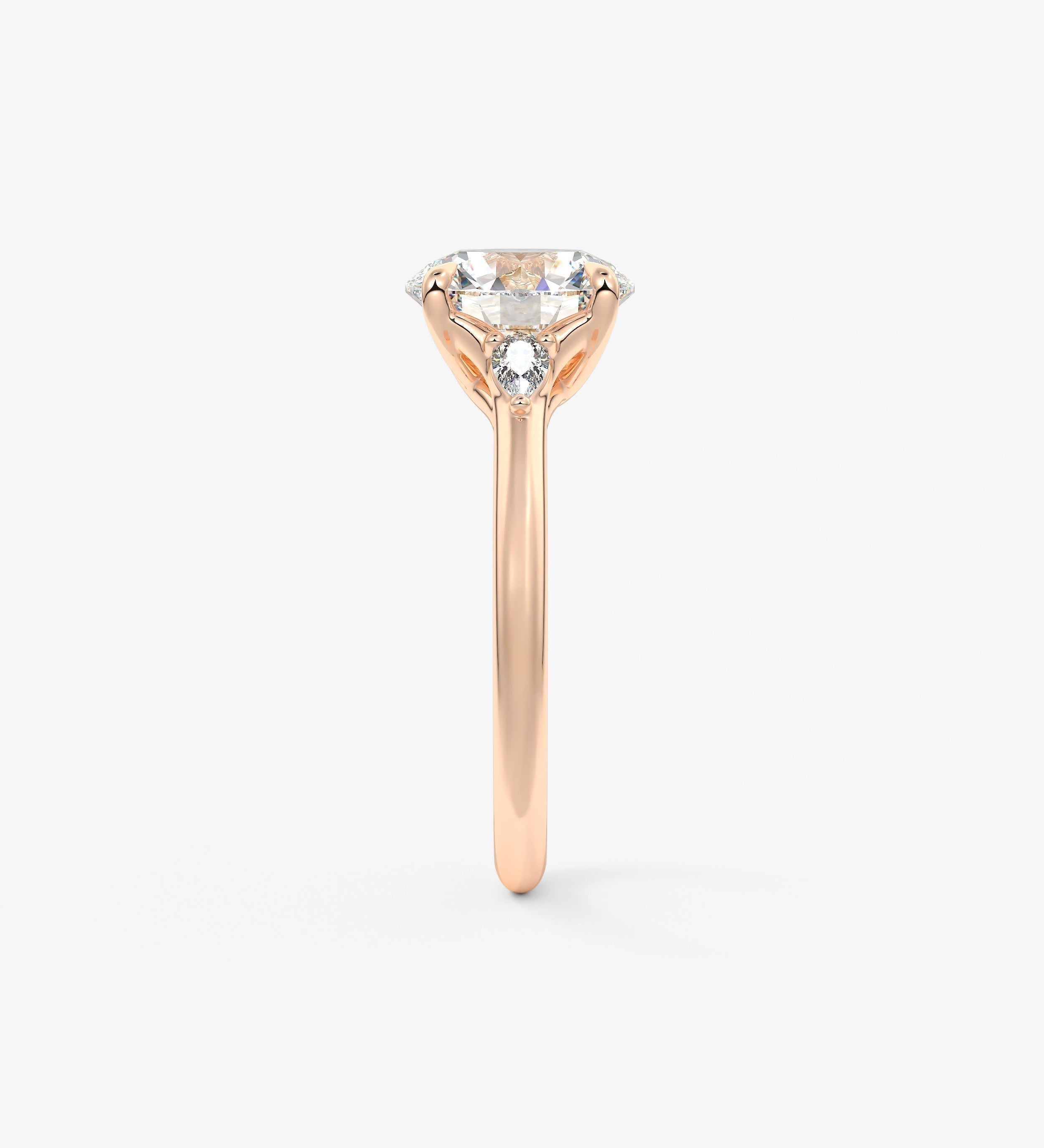 Round Three Stone Lab Grown Diamond Engagement Ring