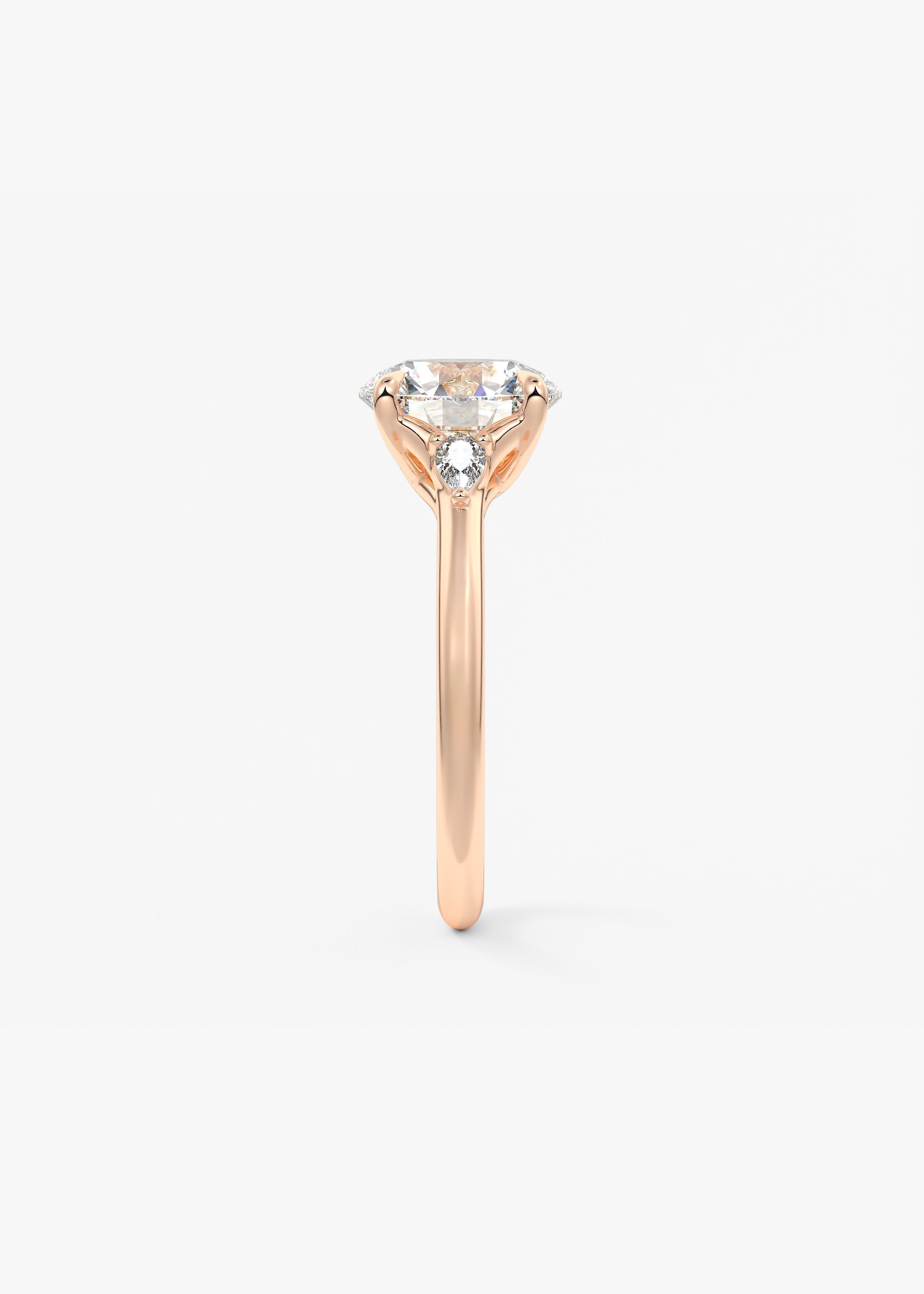 Round Three Stone Lab Grown Diamond Engagement Ring