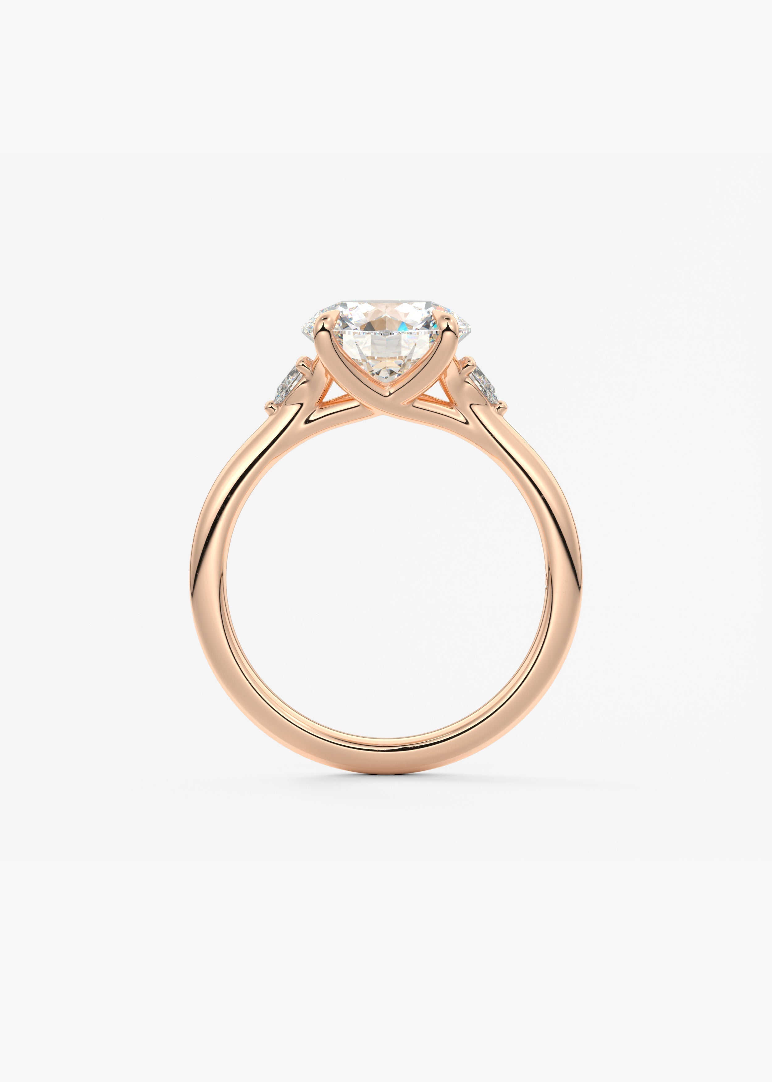 Round Three Stone Lab Grown Diamond Engagement Ring