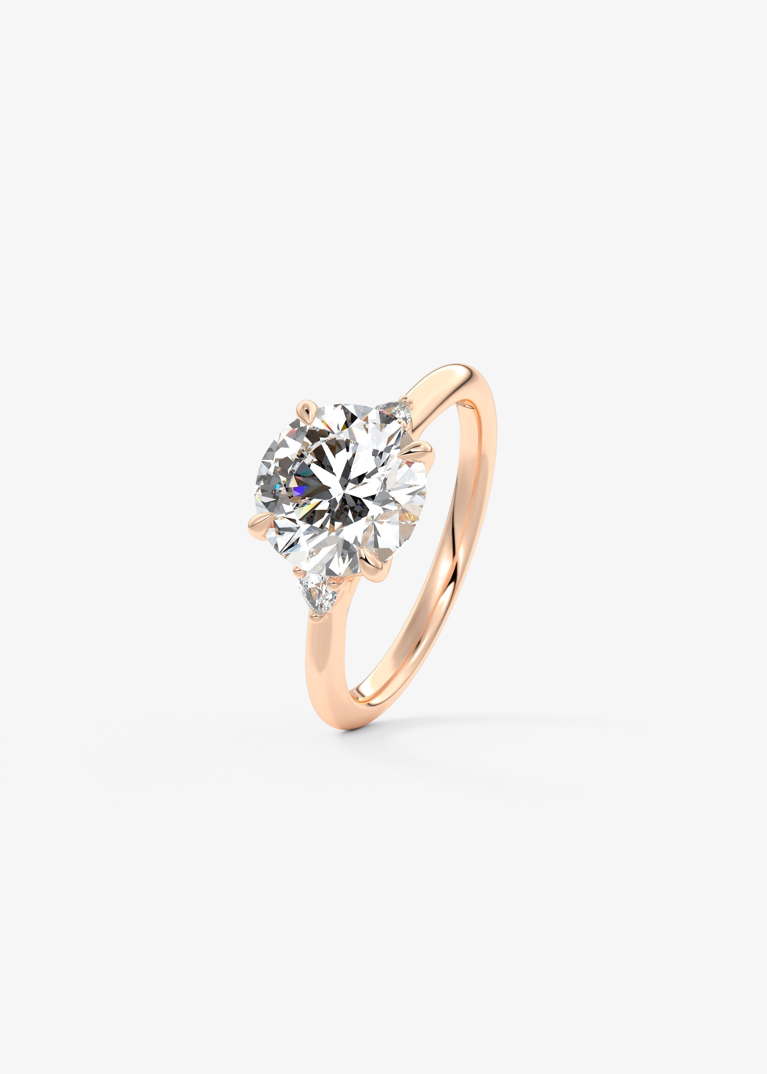 Round Three Stone Lab Grown Diamond Engagement Ring