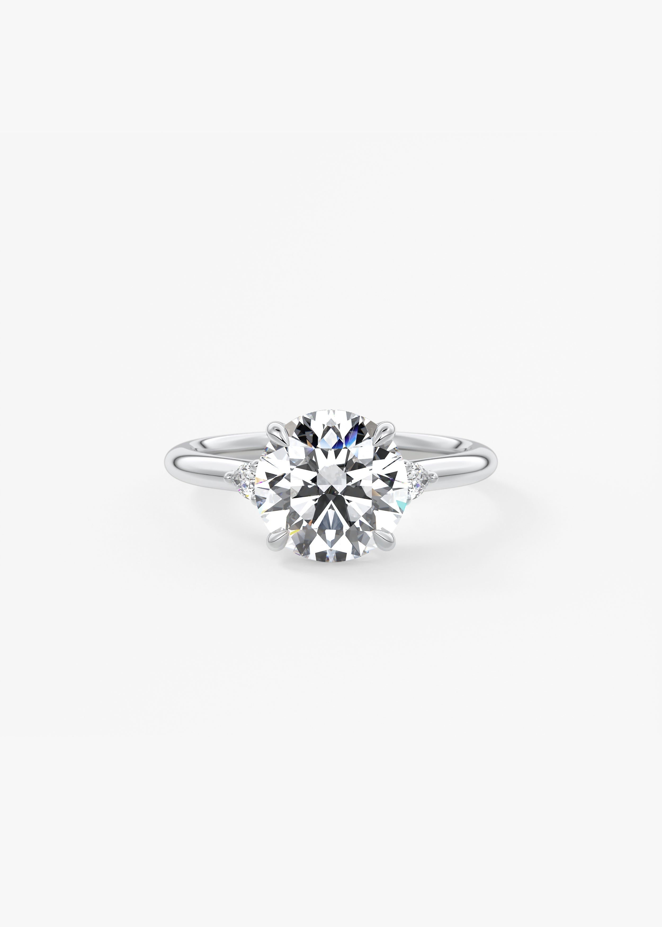 Round Three Stone Lab Grown Diamond Engagement Ring