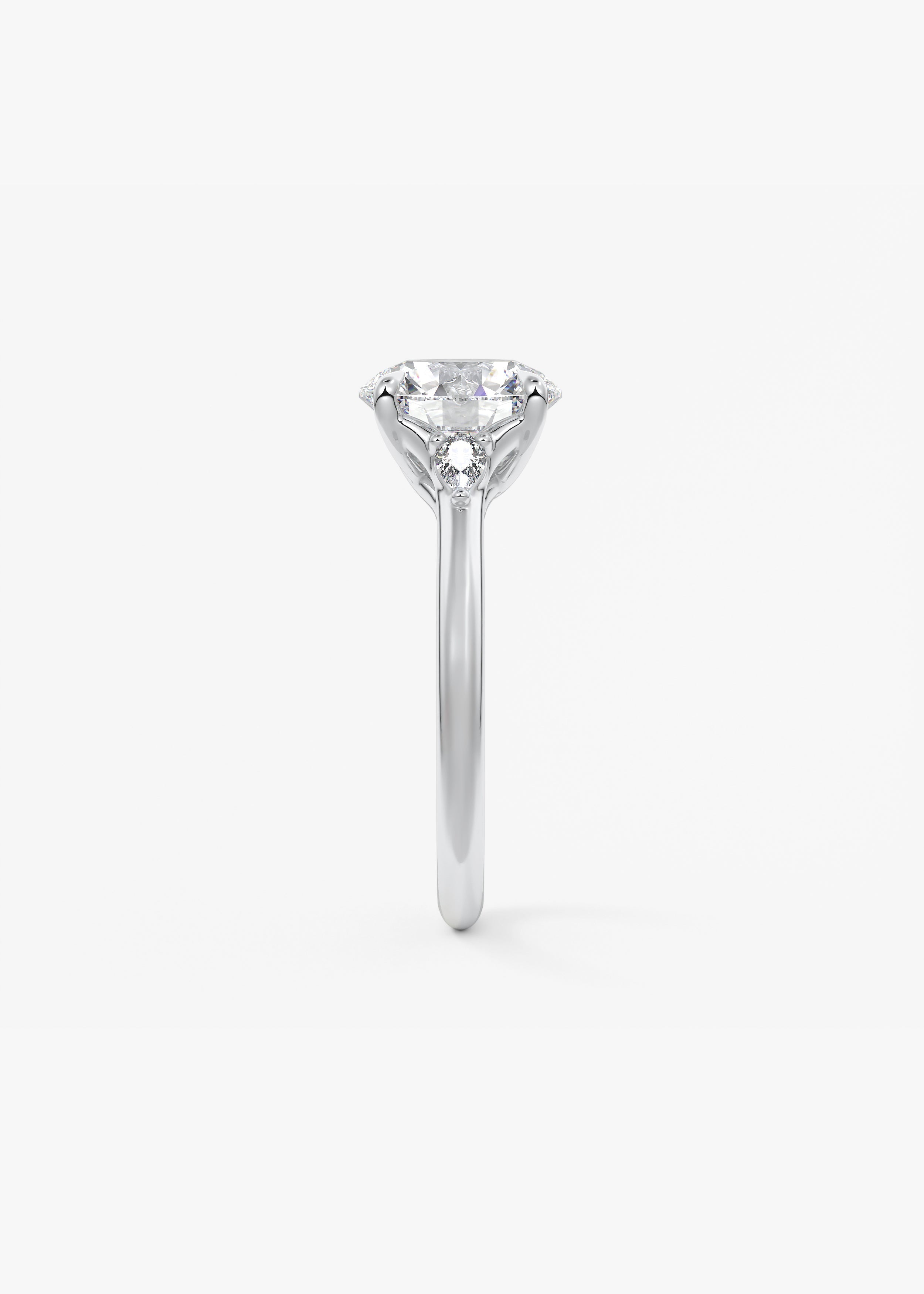 Round Three Stone Lab Grown Diamond Engagement Ring