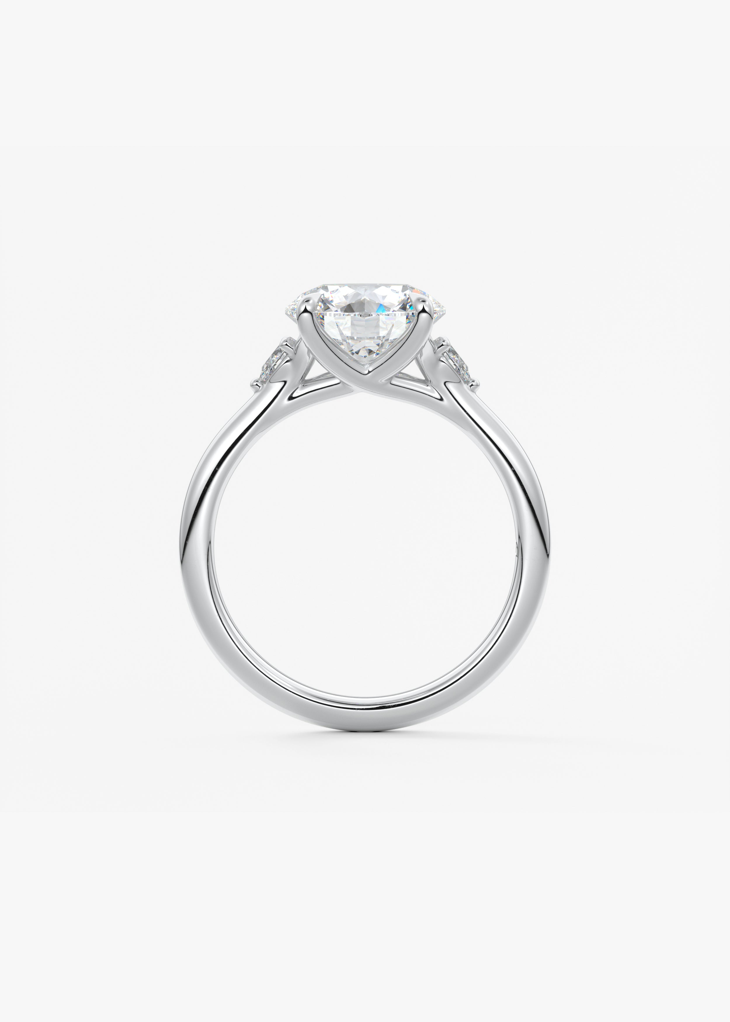 Round Three Stone Lab Grown Diamond Engagement Ring