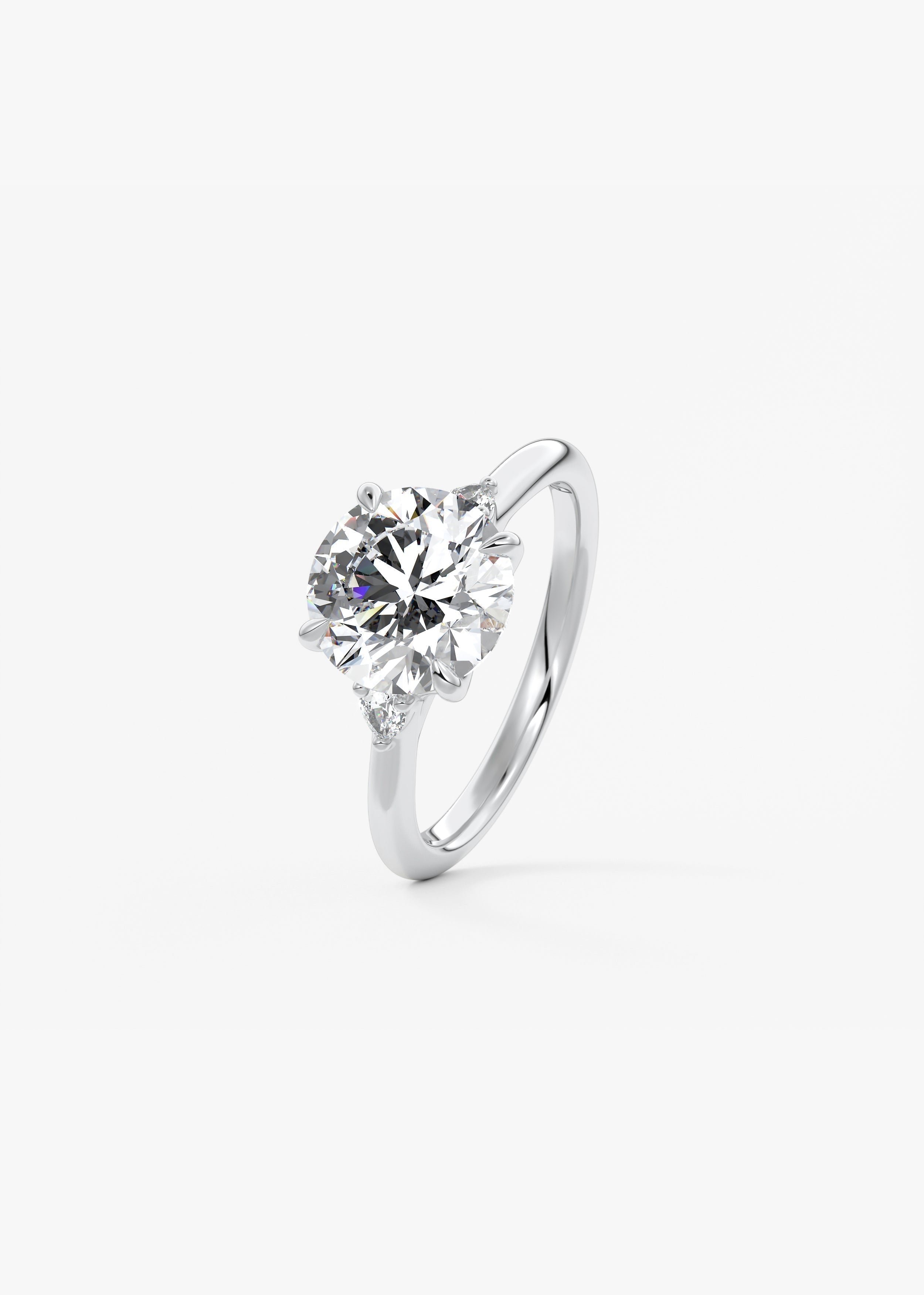 Round Three Stone Lab Grown Diamond Engagement Ring