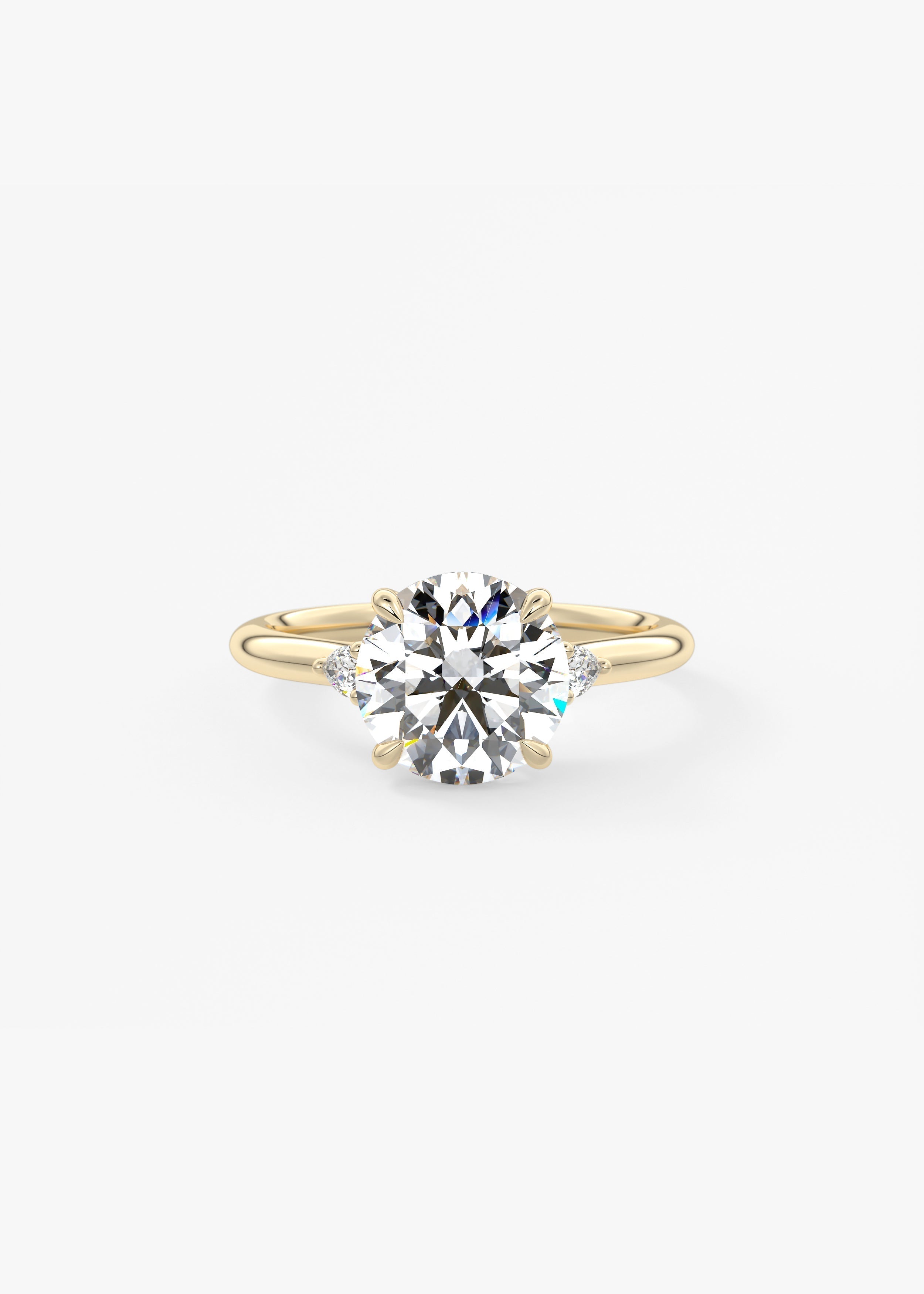 Round Three Stone Lab Grown Diamond Engagement Ring