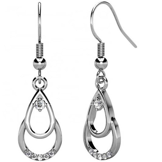 Round Cut Cubic Zirconia in 925 Sterling Silver Earrings 1