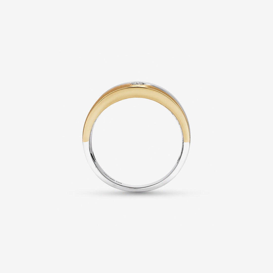 0.08 CT Round Moissanite Double Gold Men's Wedding Band in Solid Gold 2