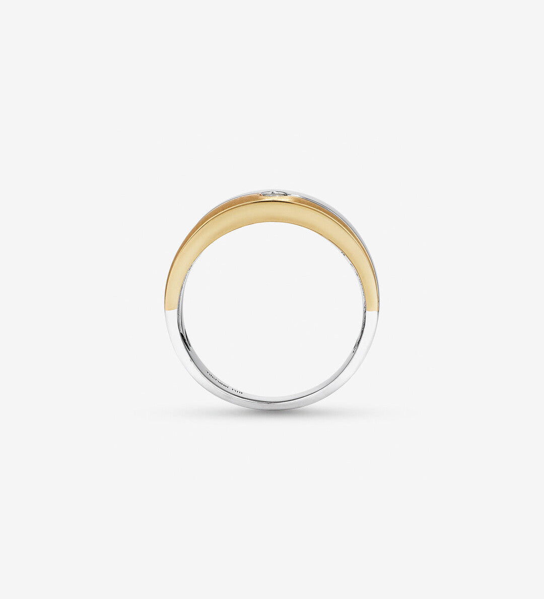 0.08 CT Round Moissanite Double Gold Men's Wedding Band in Solid Gold 2