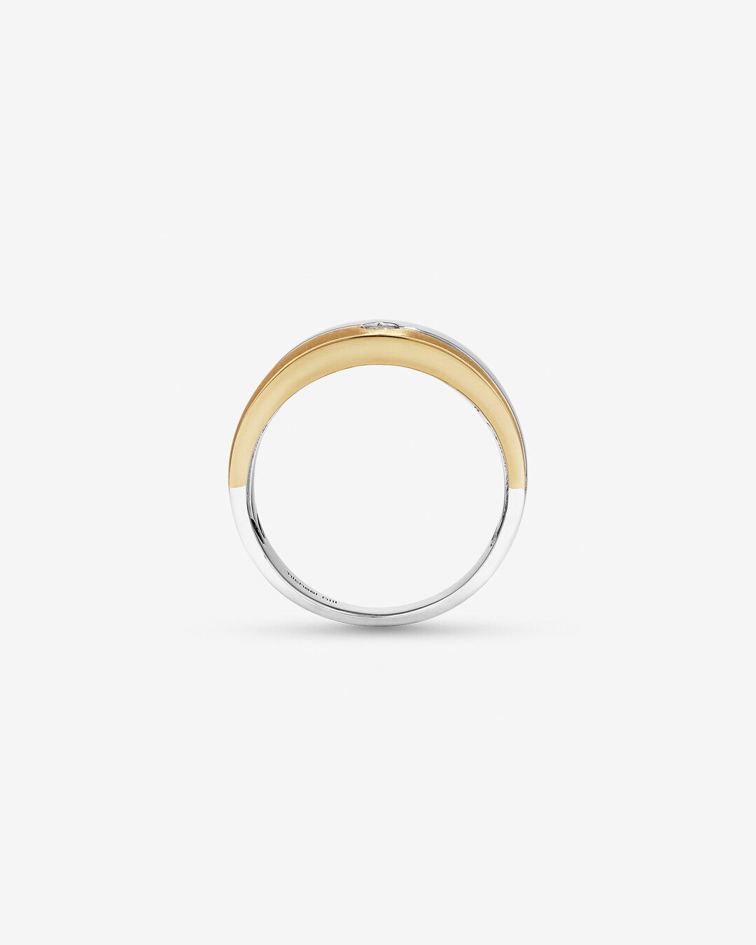 0.08 CT Round Moissanite Double Gold Men's Wedding Band in Solid Gold 2