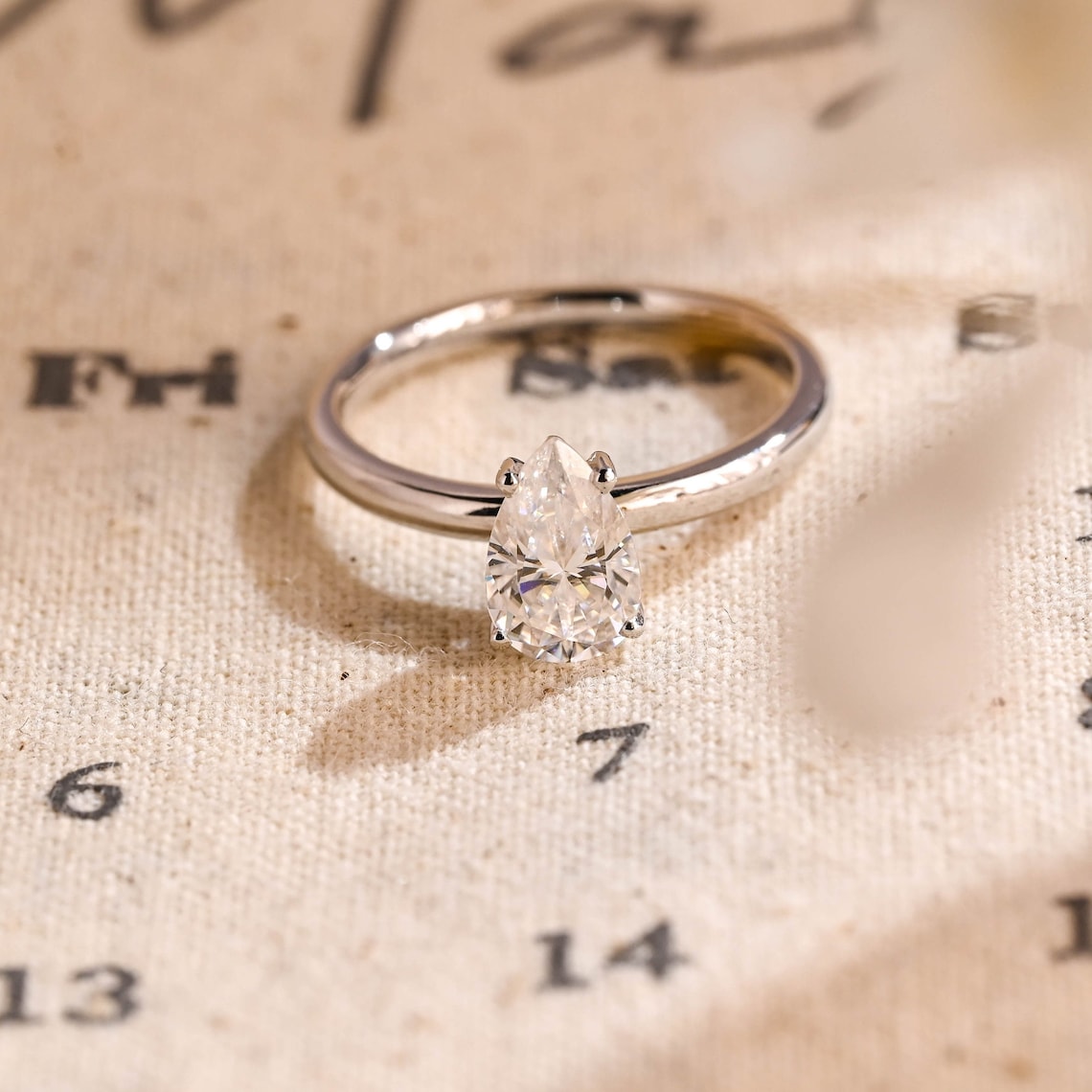 Stunning 2.0 CT Pear Moissanite Engagement Ring with Solitaire Design 1