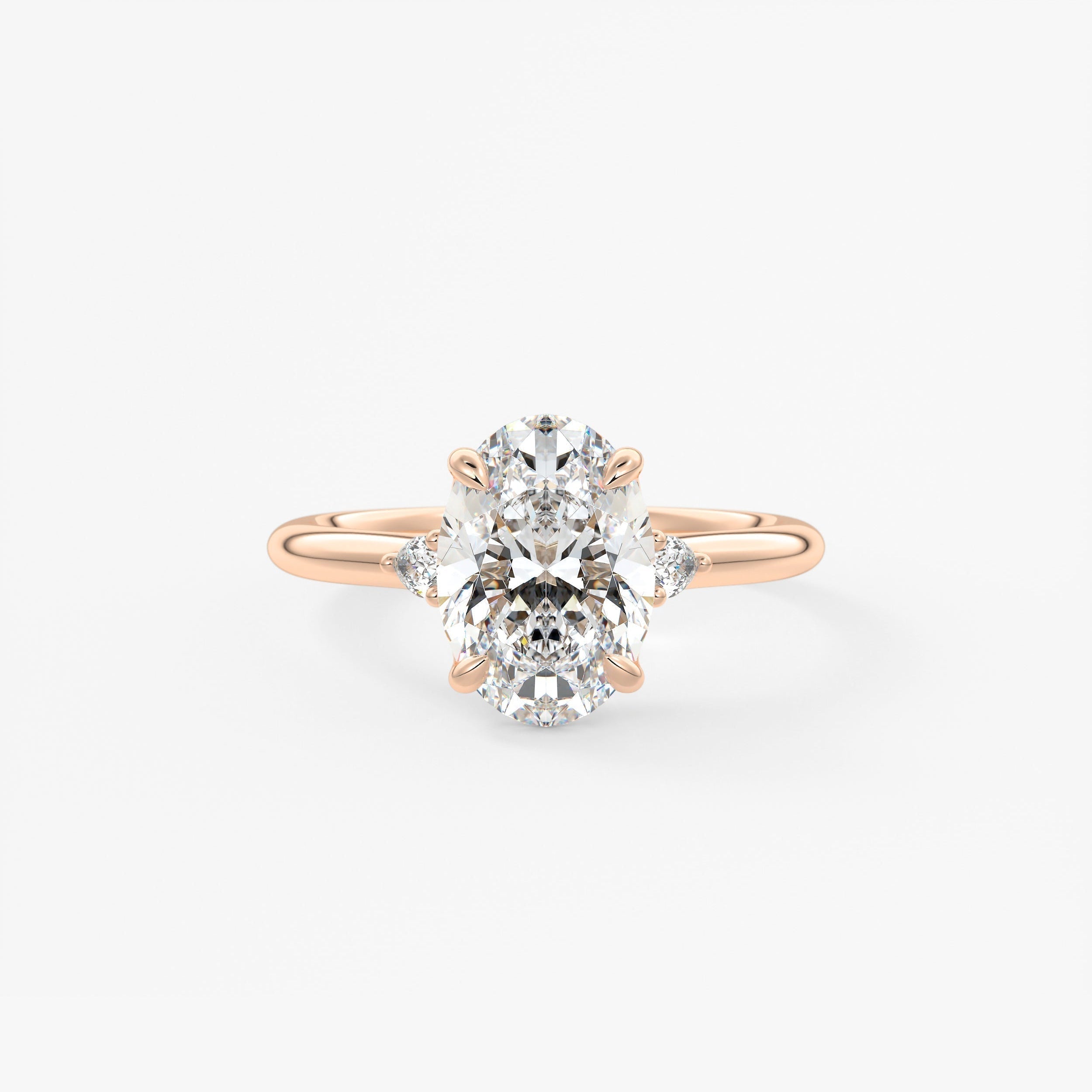 Oval Three Stone Lab Grown Diamond Engagement Ring