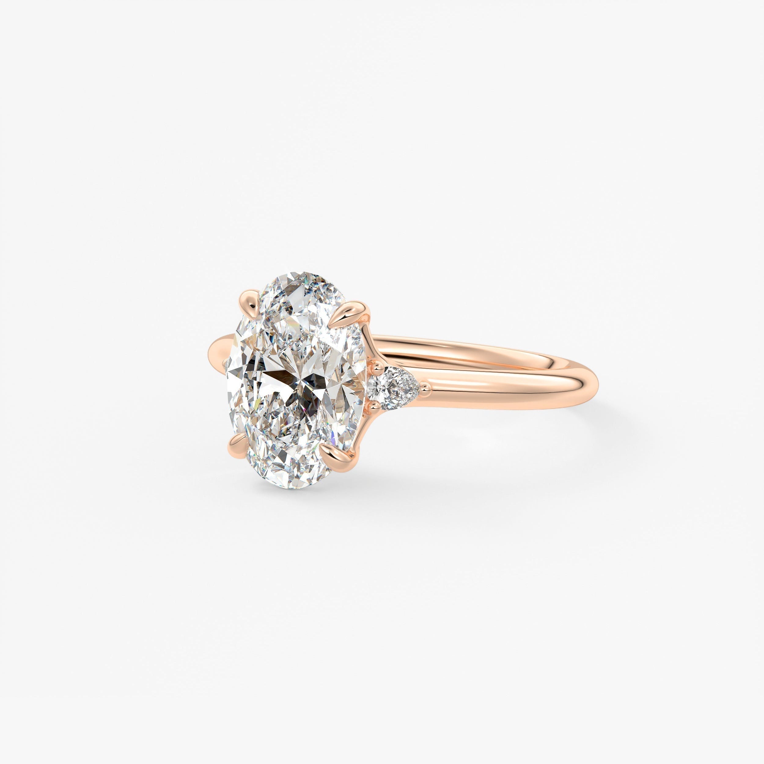 Oval Three Stone Lab Grown Diamond Engagement Ring
