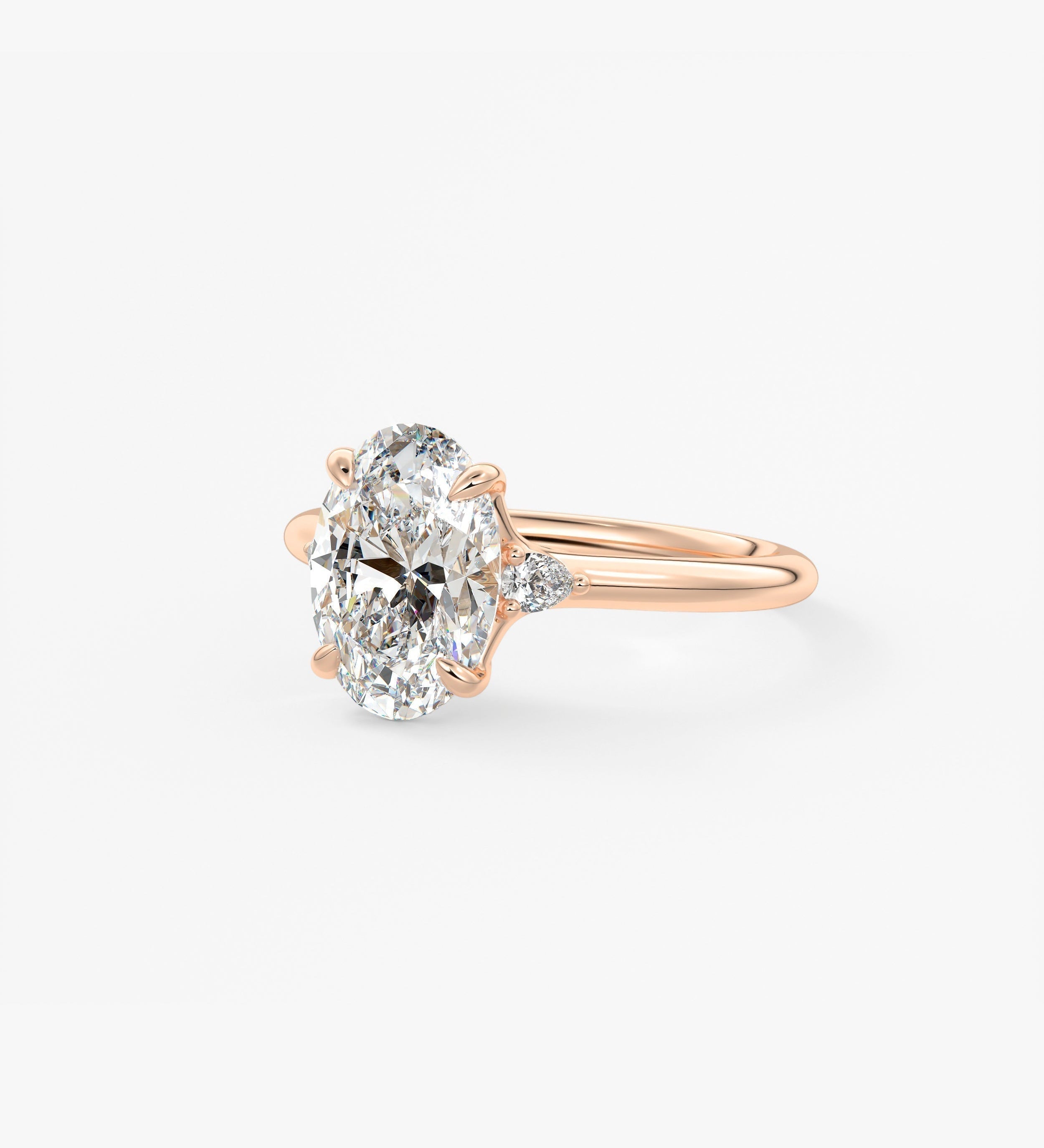 Oval Three Stone Lab Grown Diamond Engagement Ring