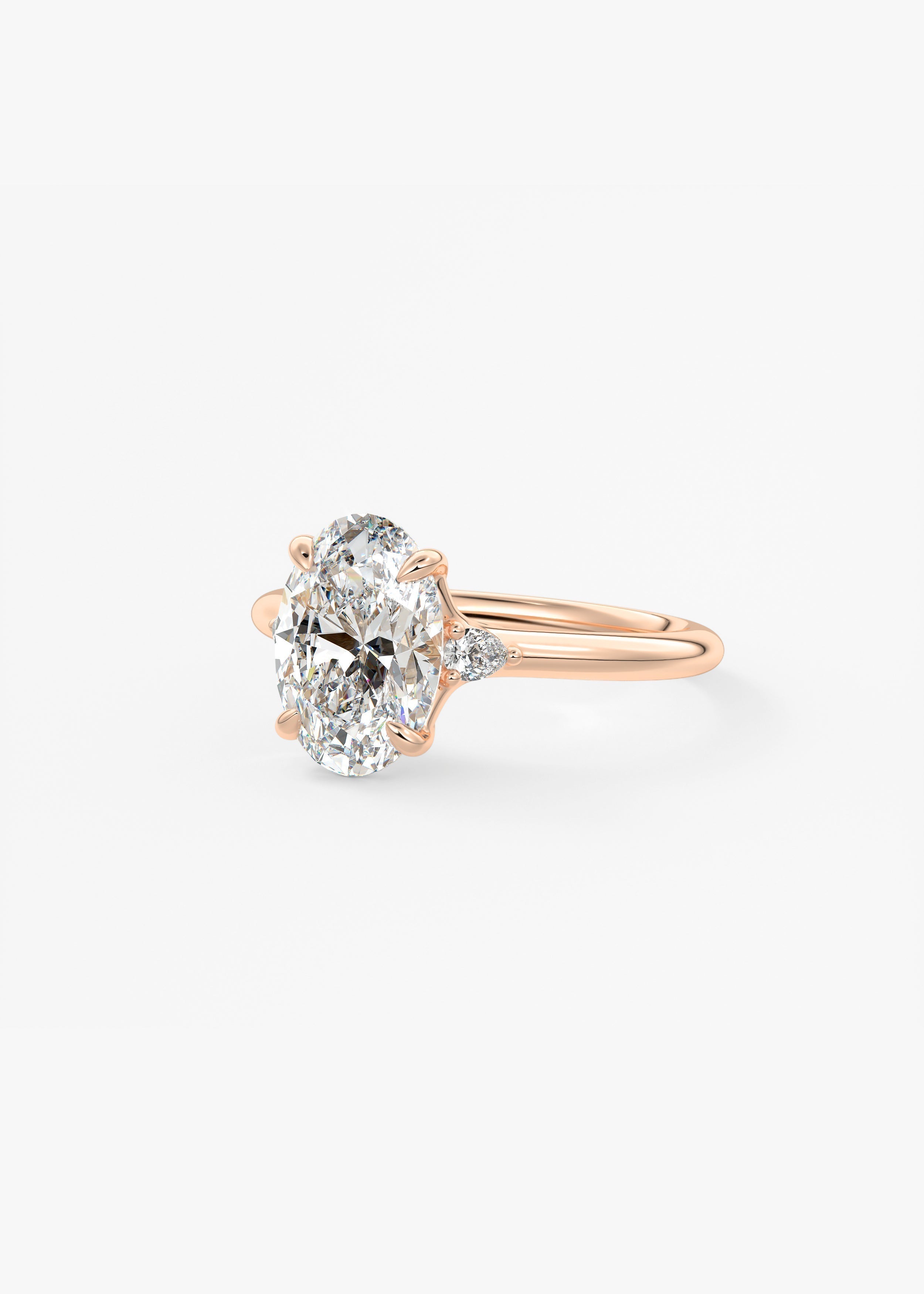 Oval Three Stone Lab Grown Diamond Engagement Ring