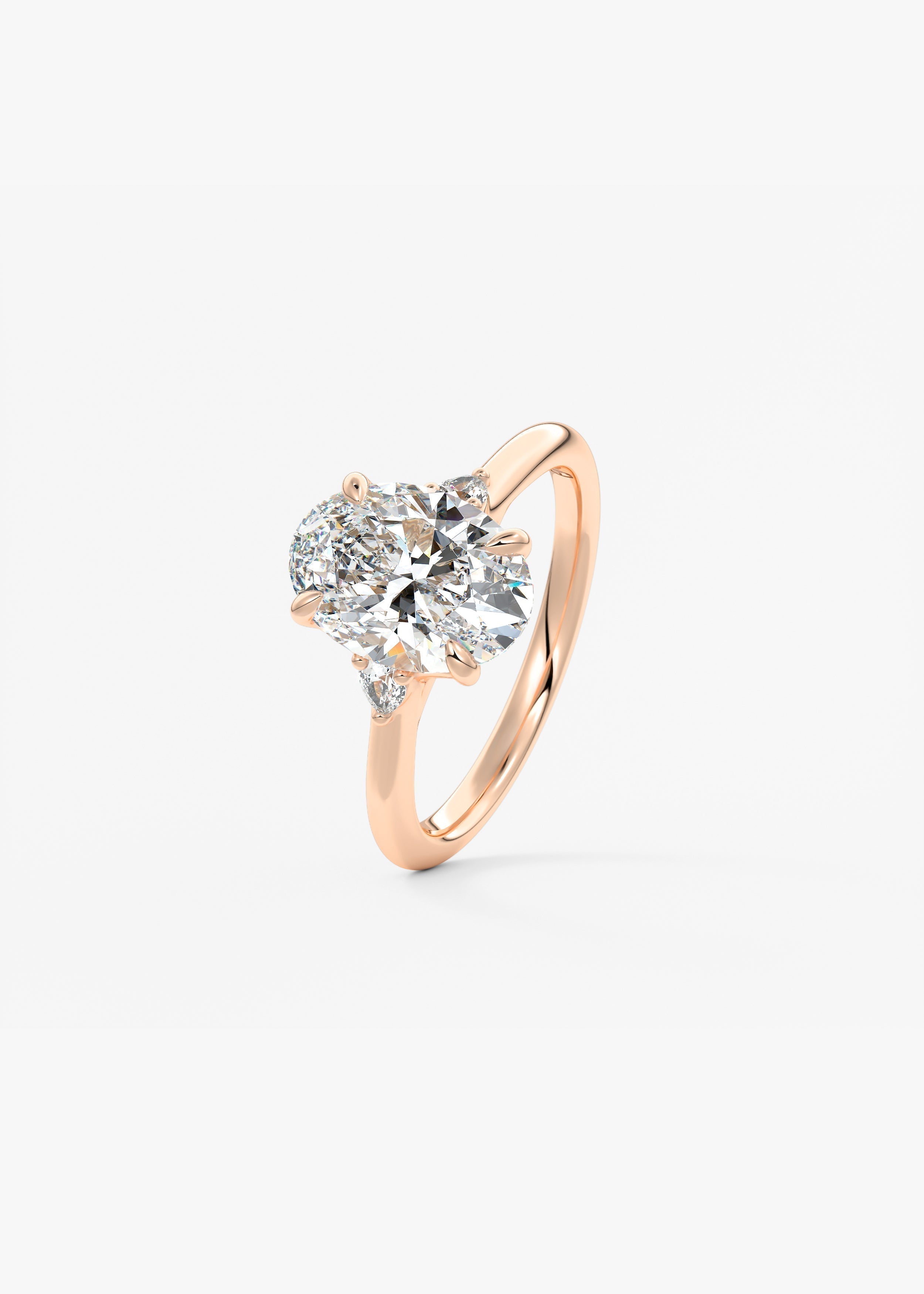 Oval Three Stone Lab Grown Diamond Engagement Ring