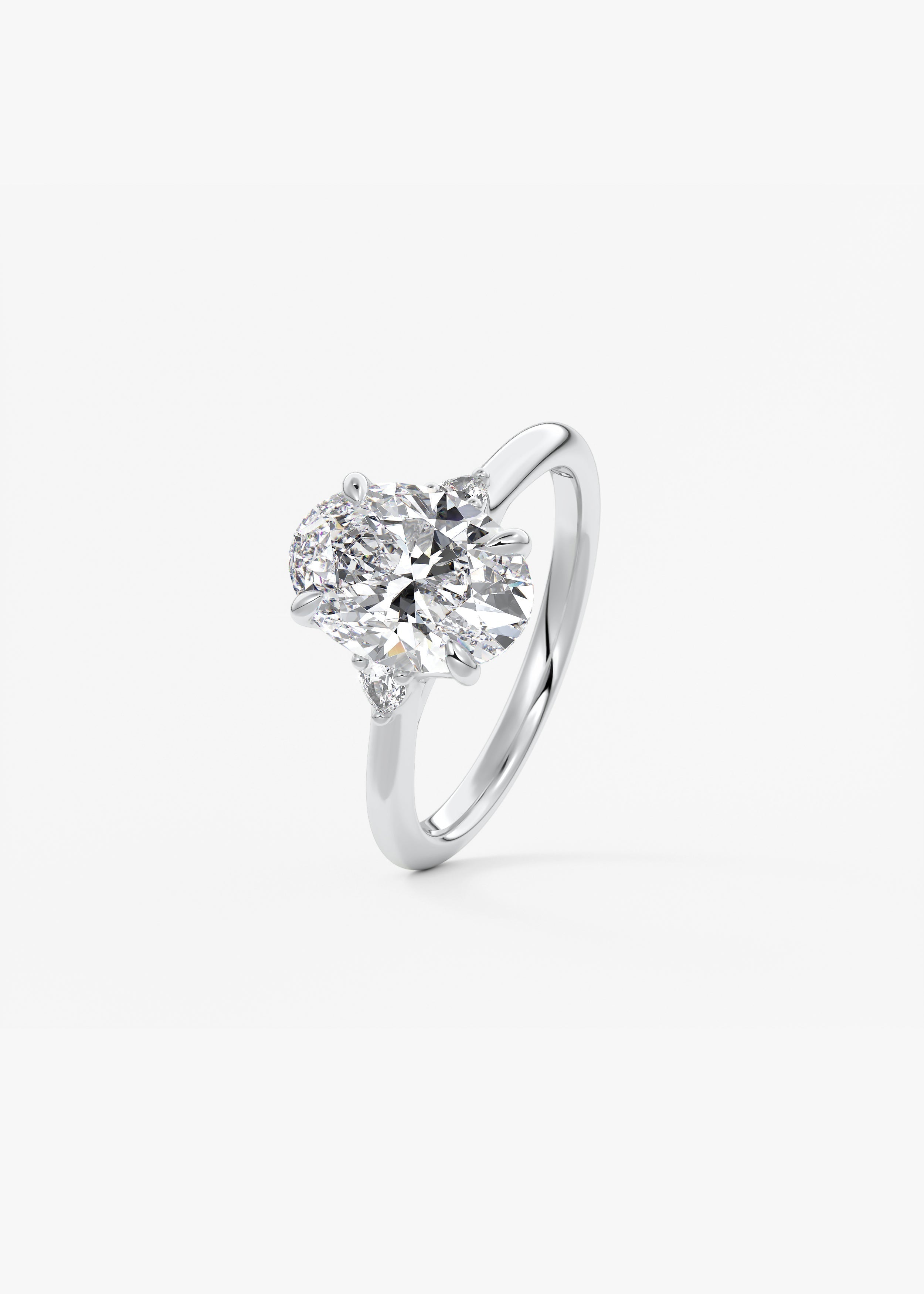 Oval Three Stone Lab Grown Diamond Engagement Ring