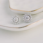 1.20 TCW Round Cut Moissanite Halo Earrings in Gold 1