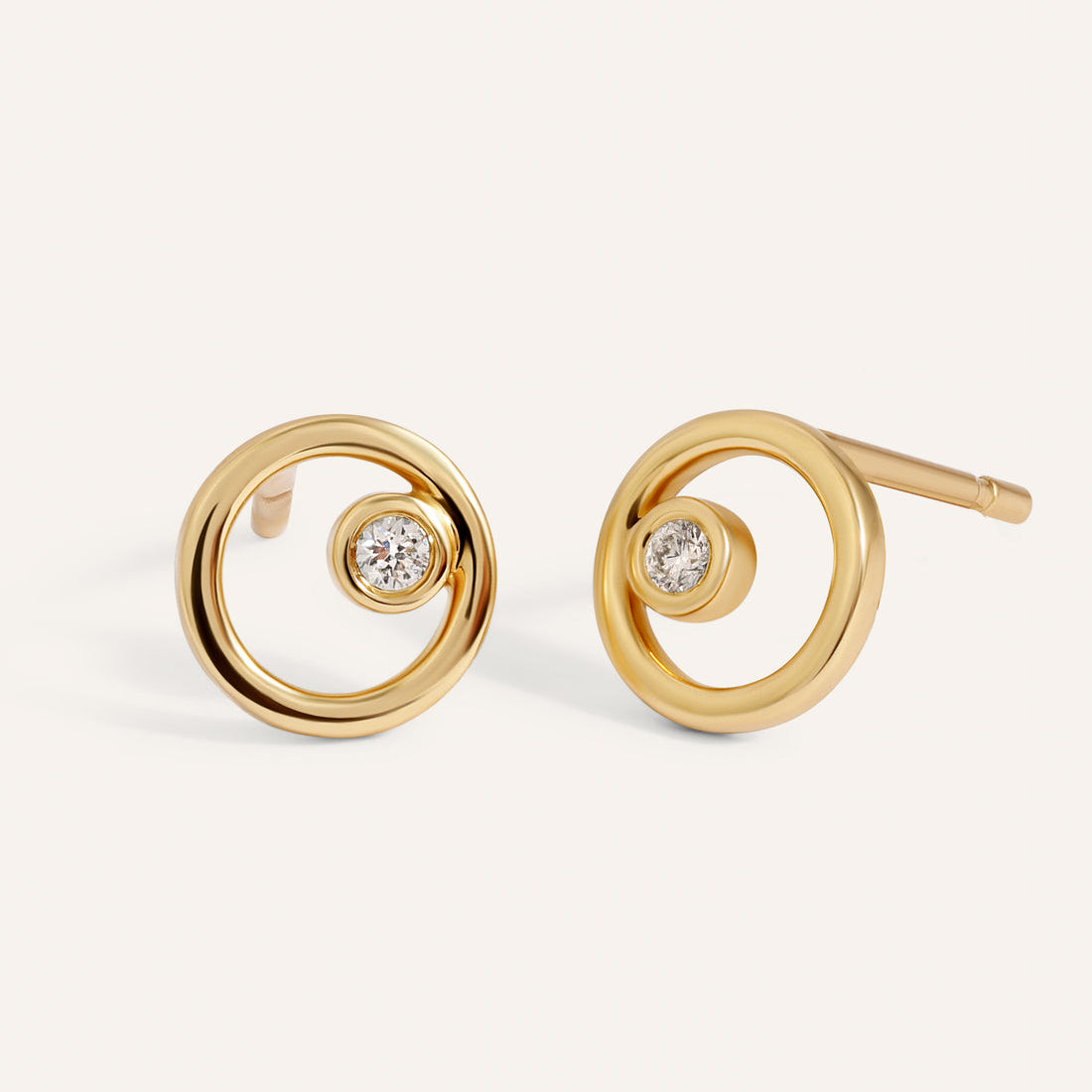 0.10 TCW Round Cut Moissanite Circle Stud Earrings in Gold 1