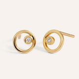0.10 TCW Round Cut Moissanite Circle Stud Earrings in Gold 1