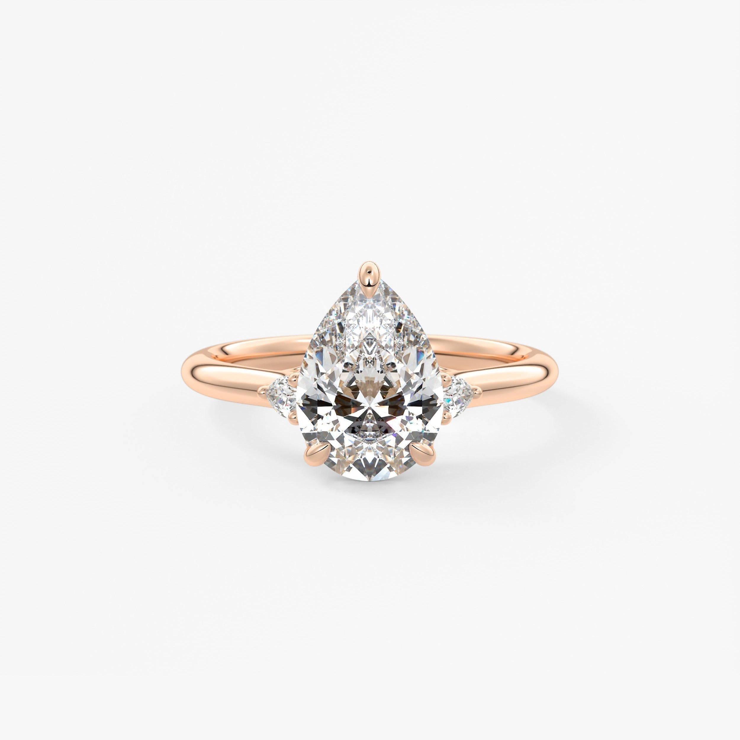Pear Three Stone Lab Grown Diamond Engagement Ring
