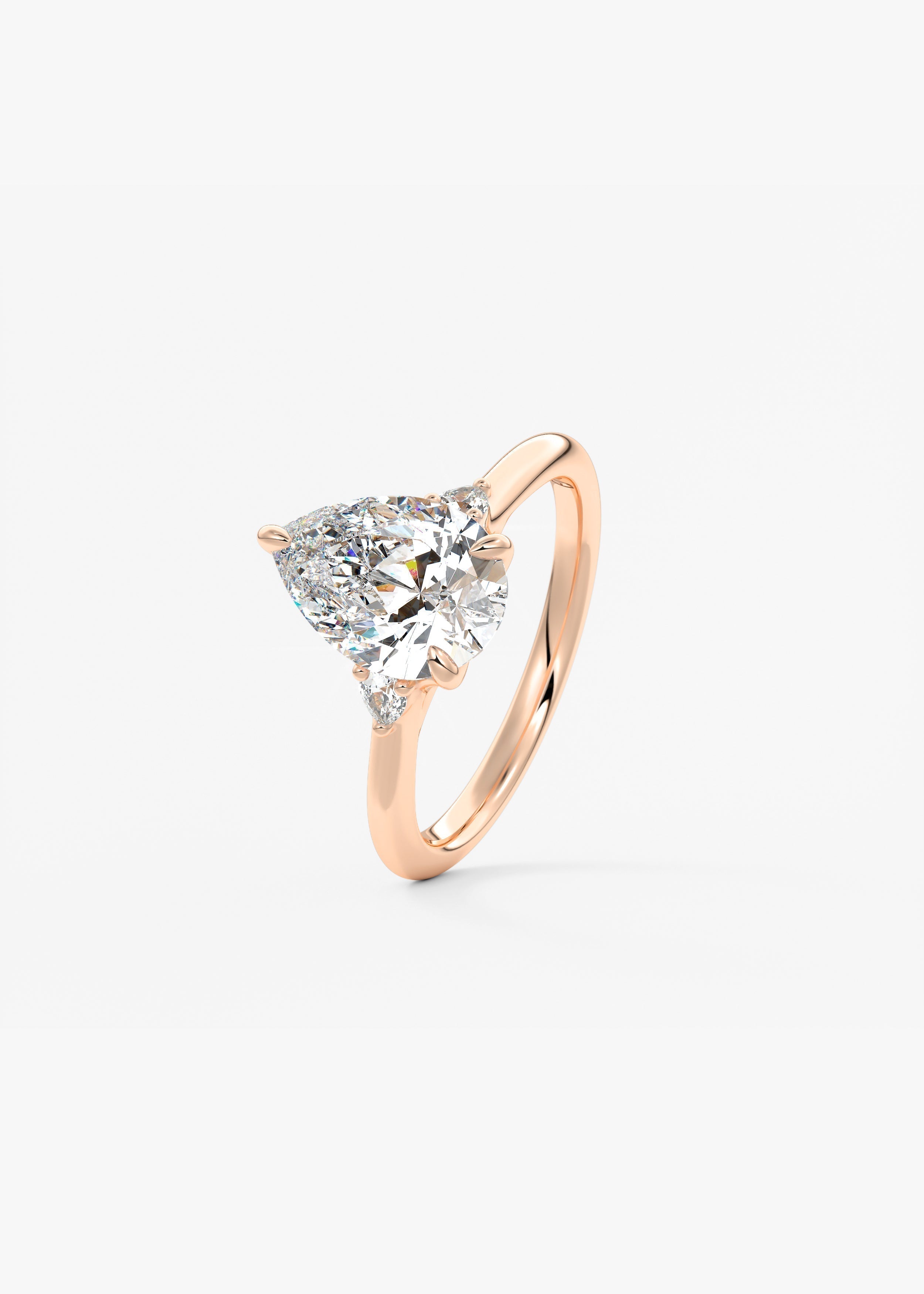 Pear Three Stone Lab Grown Diamond Engagement Ring