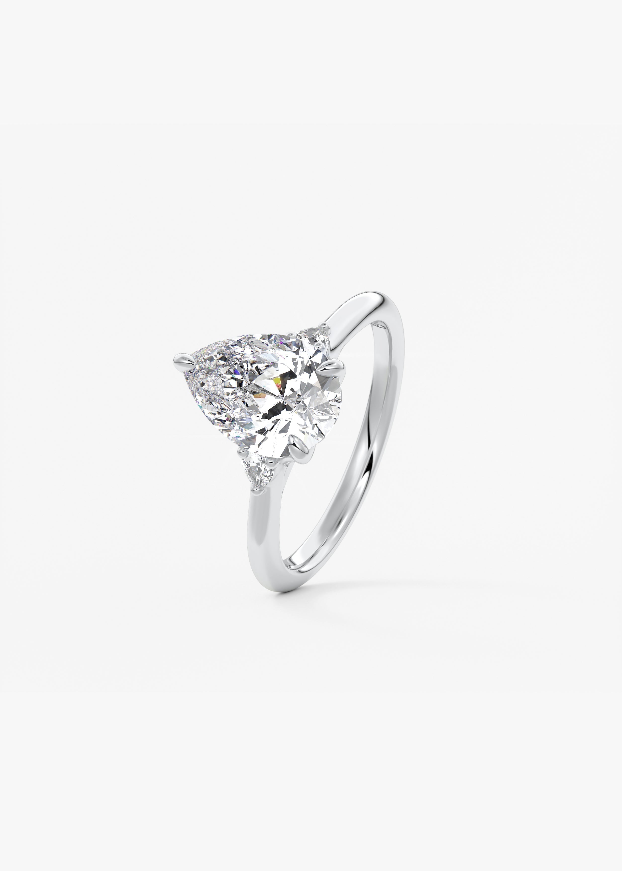 Pear Three Stone Lab Grown Diamond Engagement Ring