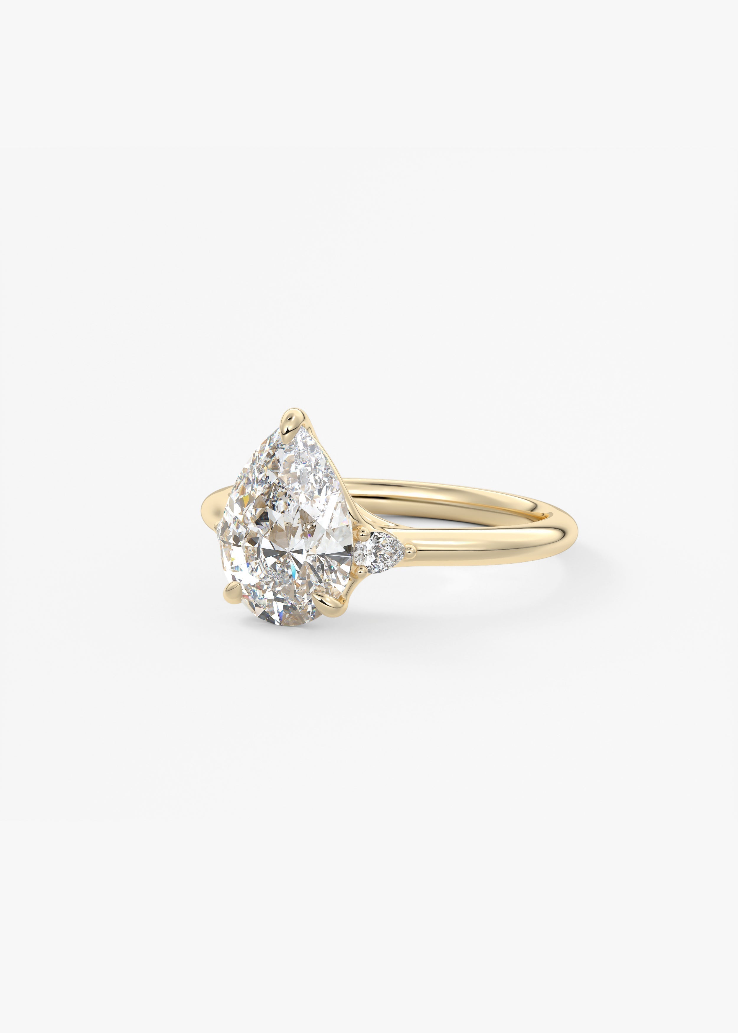 Pear Three Stone Lab Grown Diamond Engagement Ring