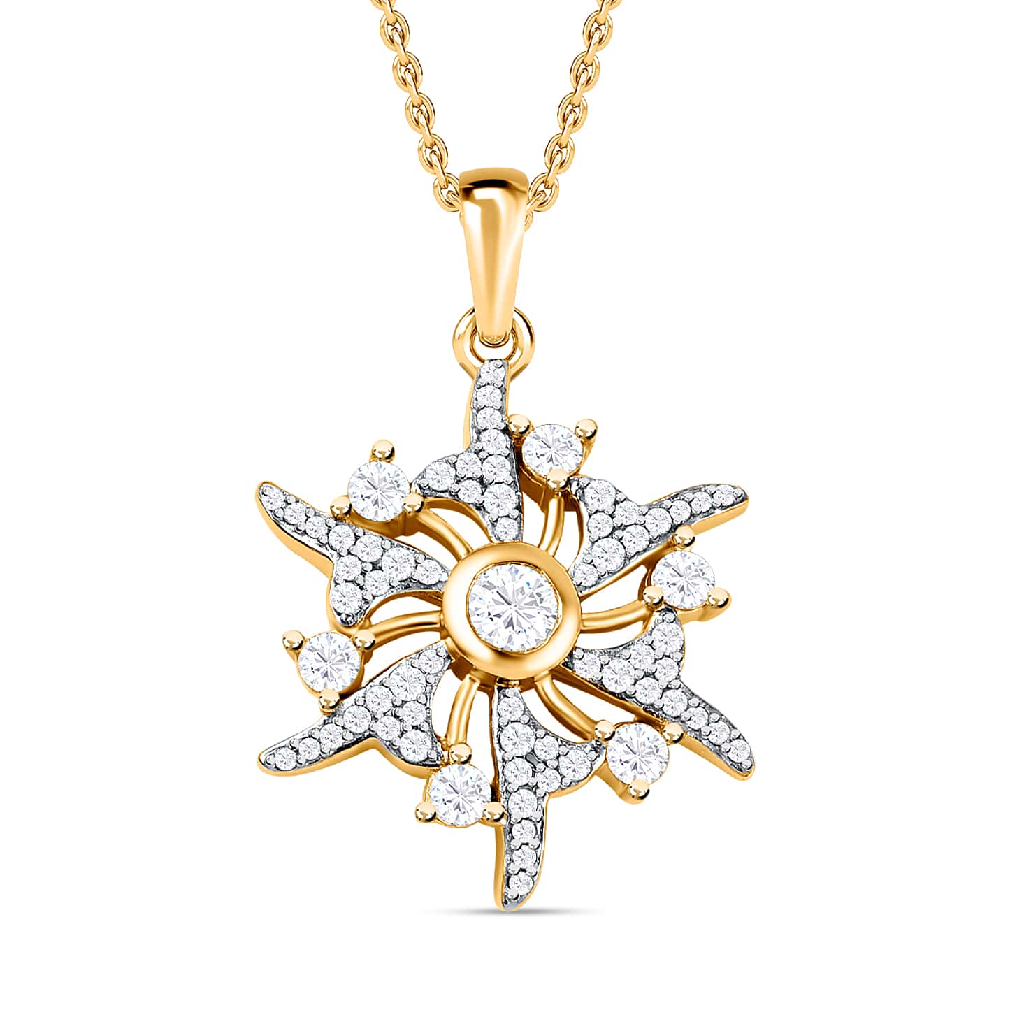 Round Cut Cubic Zirconia in 925 Sterling Silver Necklace 1