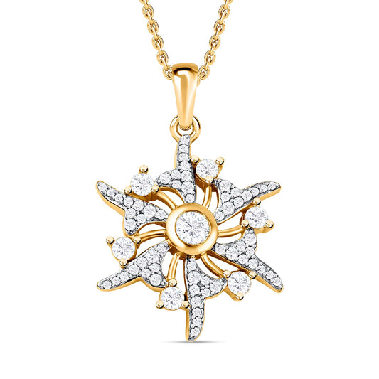 Round Cut Cubic Zirconia in 925 Sterling Silver Necklace 1