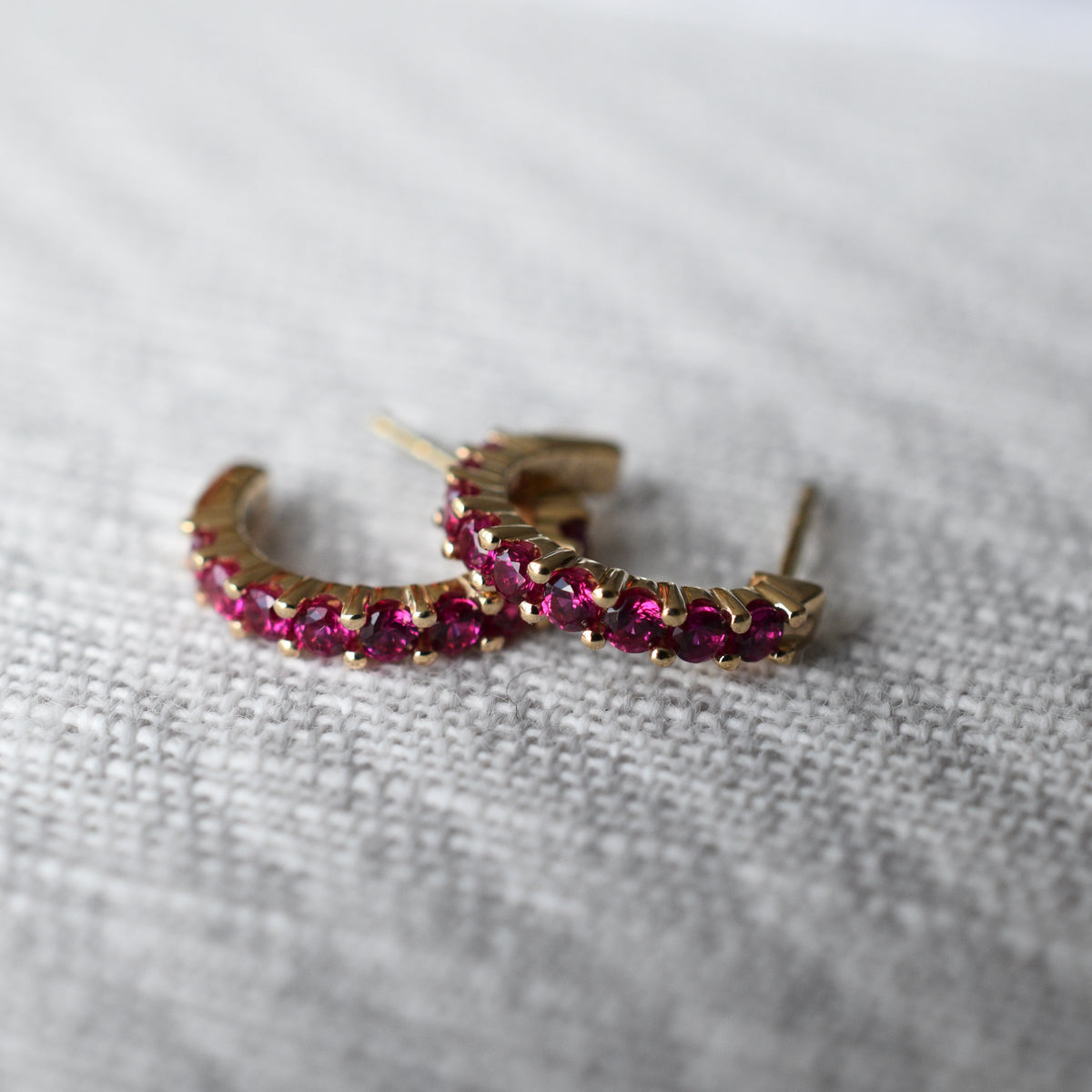 0.27 TCW Round Ruby Lab Made Diamond- July Birthstone Earrings 8