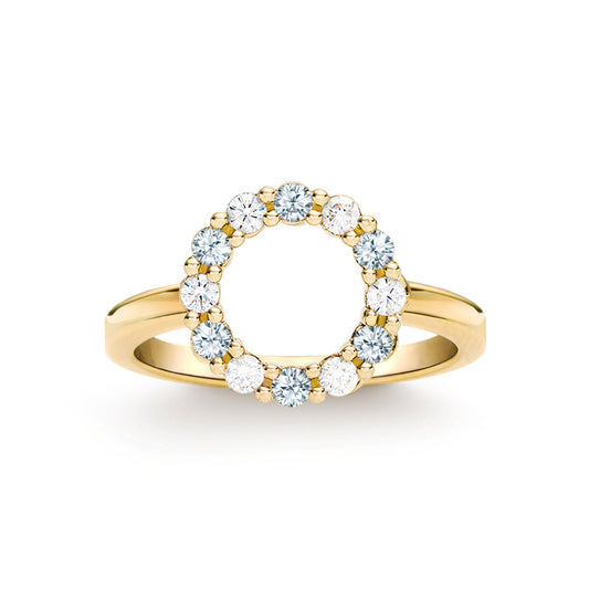 1.44 TCW Round Aquamarine Lab Made Diamond- March Birthstone Engagement Ring 1