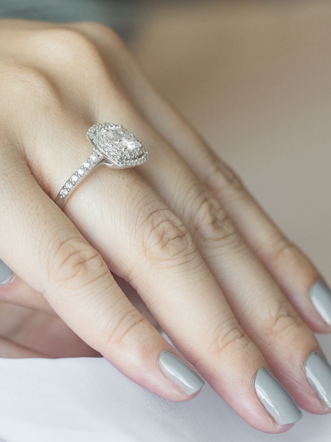 Stunning 1.0 CT Cushion Moissanite Engagement Ring with Double Halo and Pave Design 12
