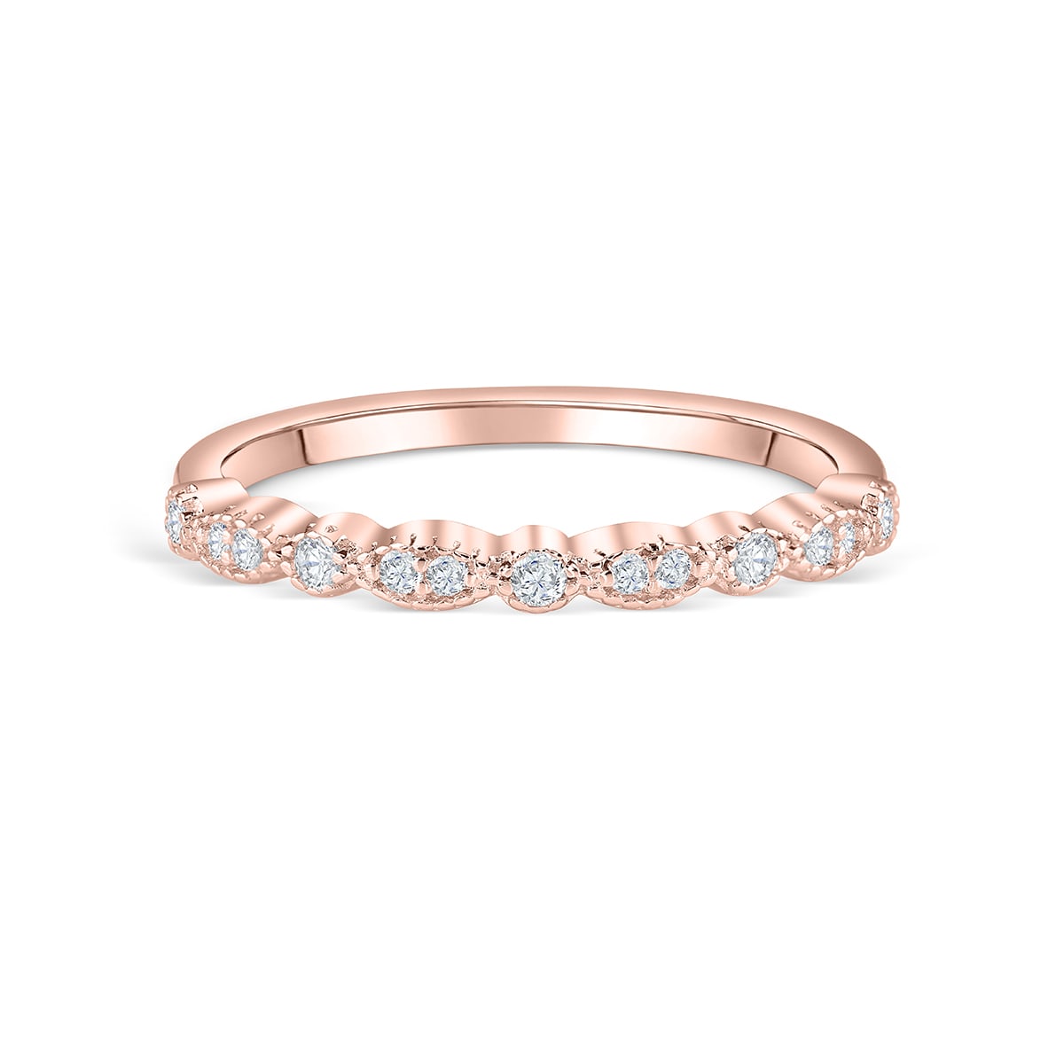 Stunning 0.2 TCW  Round Moissanite Stones in Half Eternity Wedding Band 1