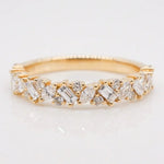 Stunning 0.4 TCW Baguette, Round & Marquise Moissanite Stones Half Eternity Wedding Band 1