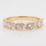 Stunning 0.4 TCW Baguette, Round & Marquise Moissanite Stones Half Eternity Wedding Band 1