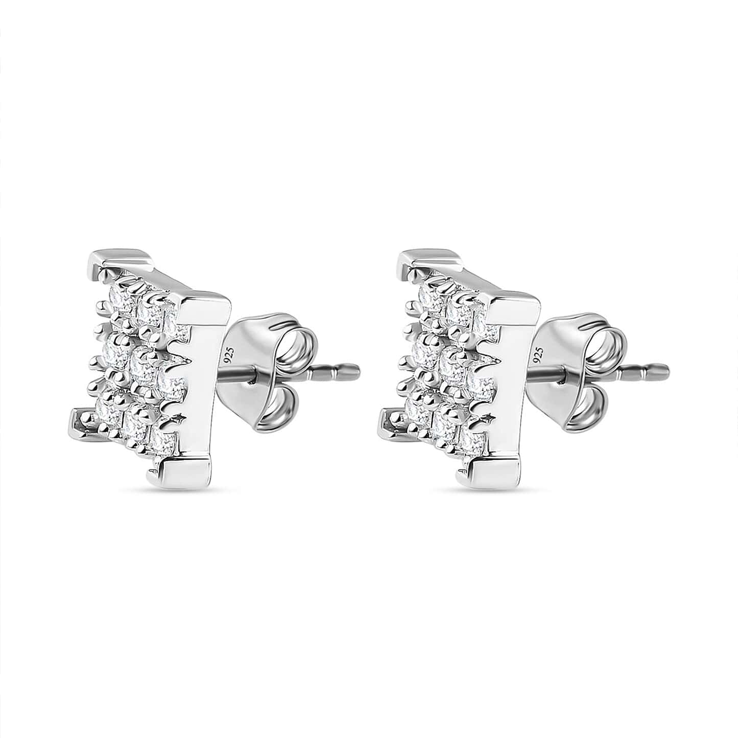 Round Cut Cubic Zirconia in 925 Sterling Silver Earrings 5