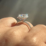 Stunning 2.0 CT Cushion Moissanite Engagement Ring with Halo & Pave Design 3