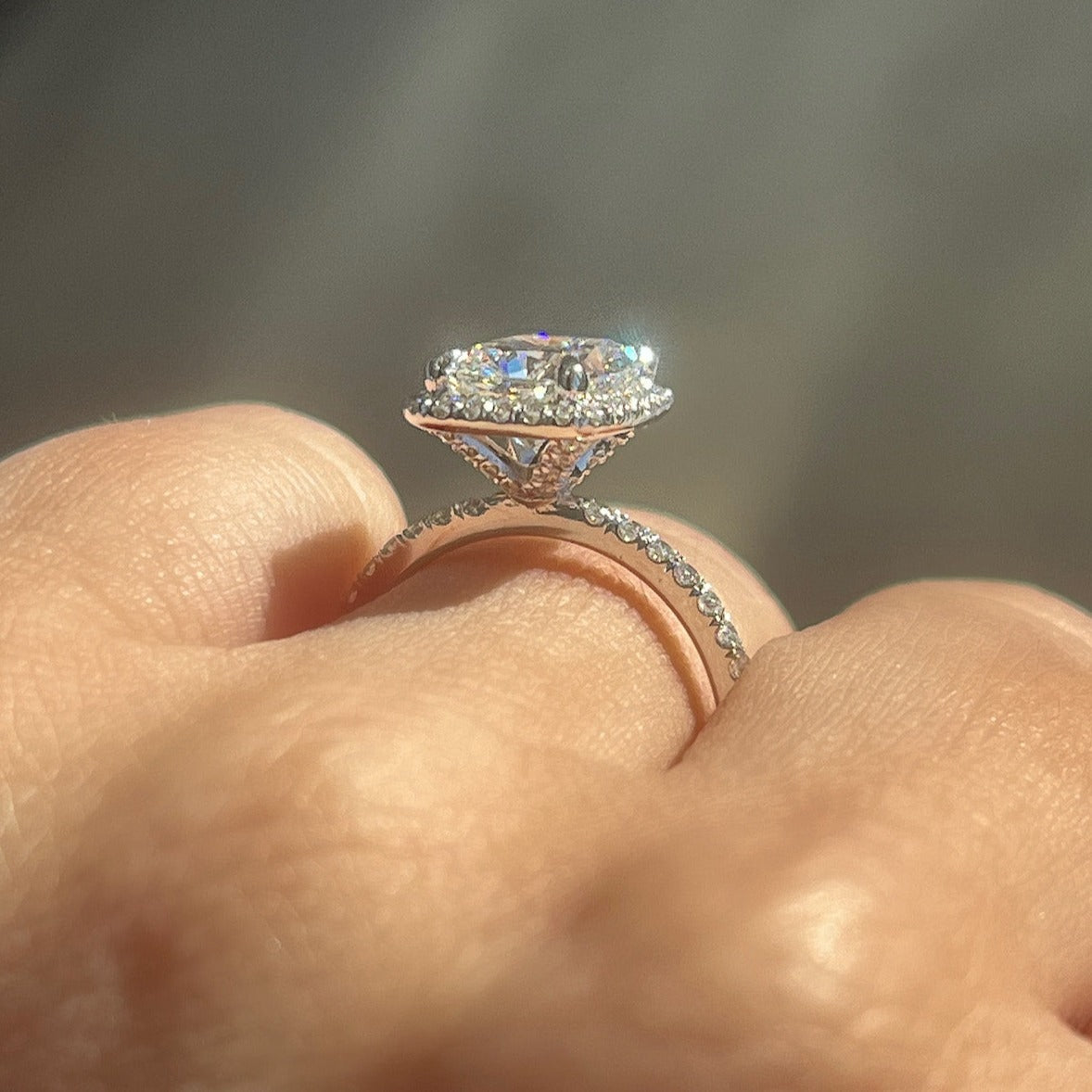 Stunning 2.0 CT Cushion Moissanite Engagement Ring with Halo & Pave Design 3