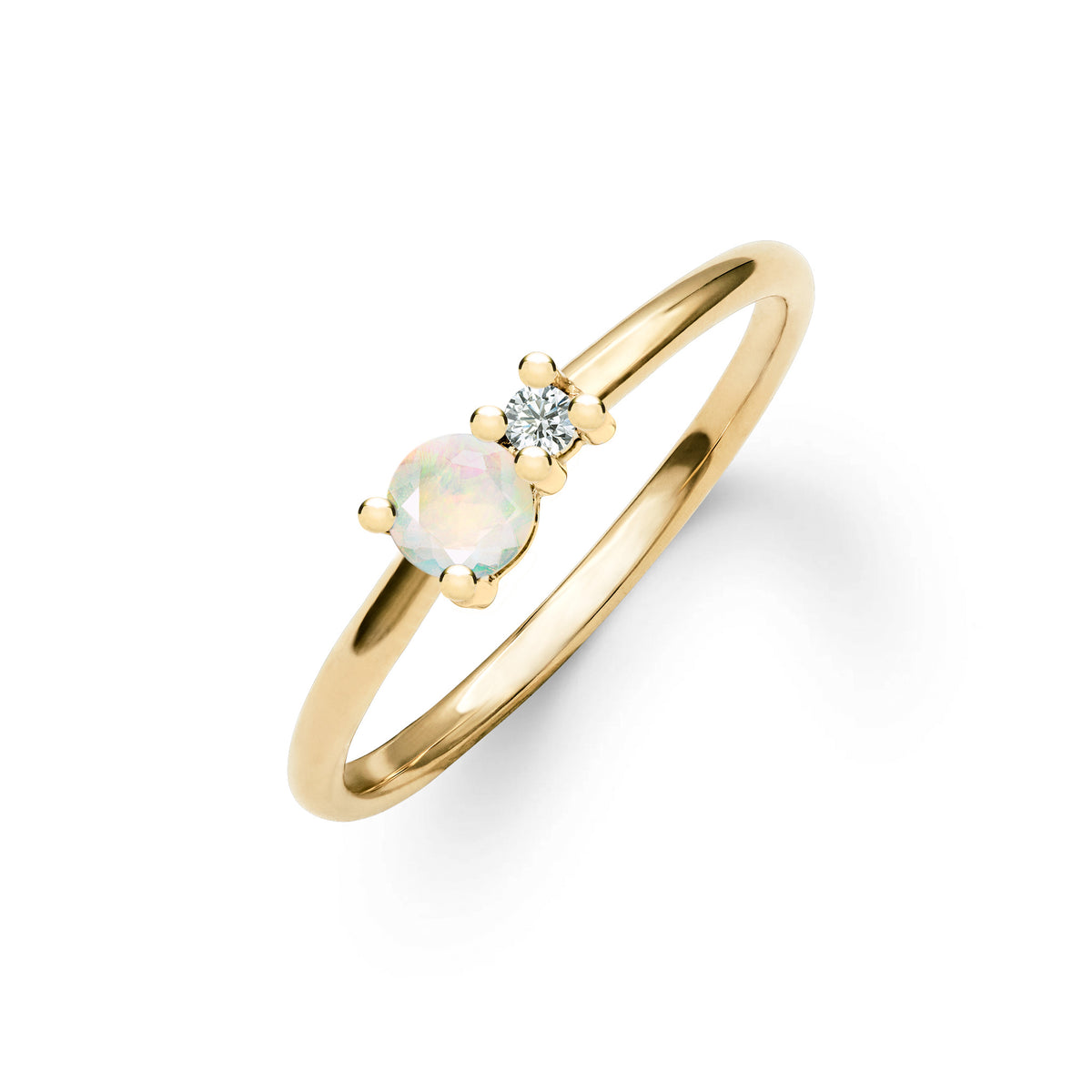 0.41 TCW Round Opal Lab Made Diamond- October Birthstone Engagement Ring 1